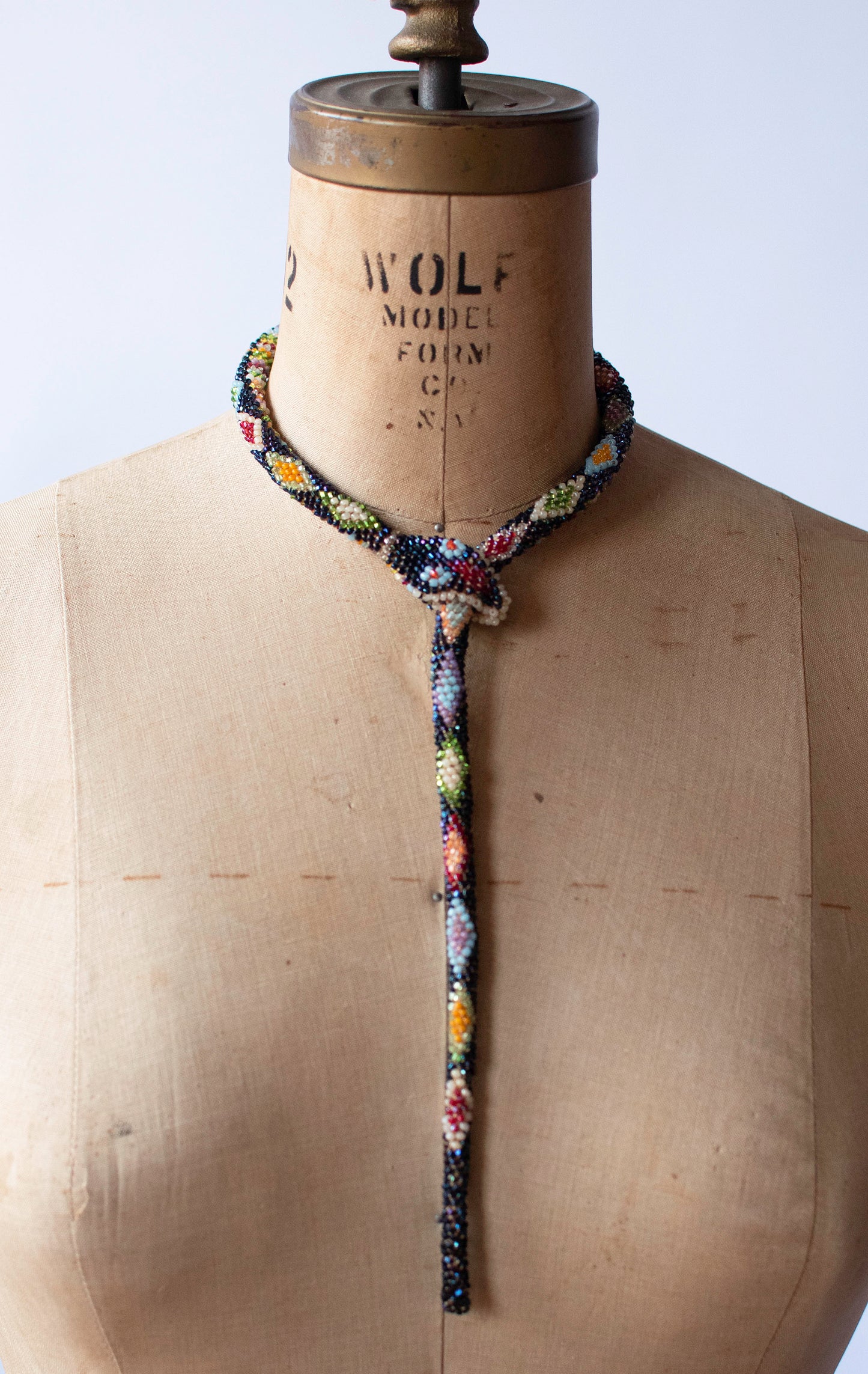 Bead Crochet Snake | Rainbow Oil Slick Diamond
