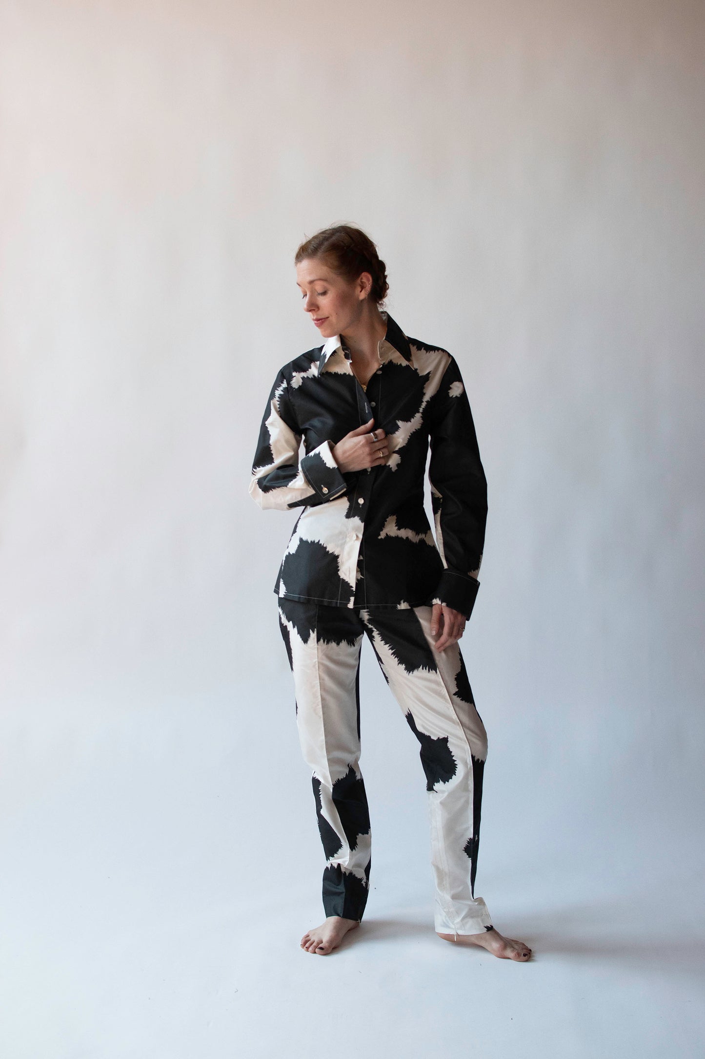 Silk Cow Print Pants Set | Gianfranco Ferré