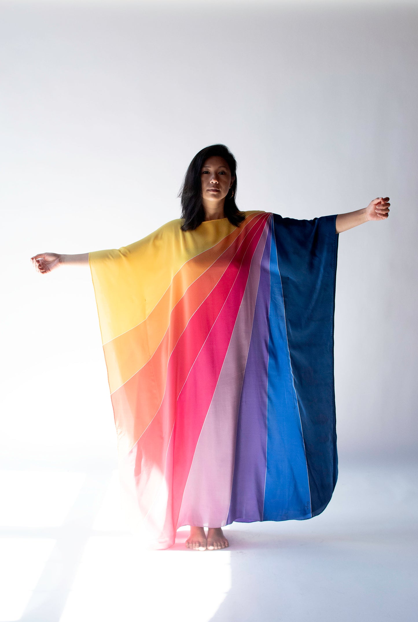 1970s Rainbow Silk Caftan