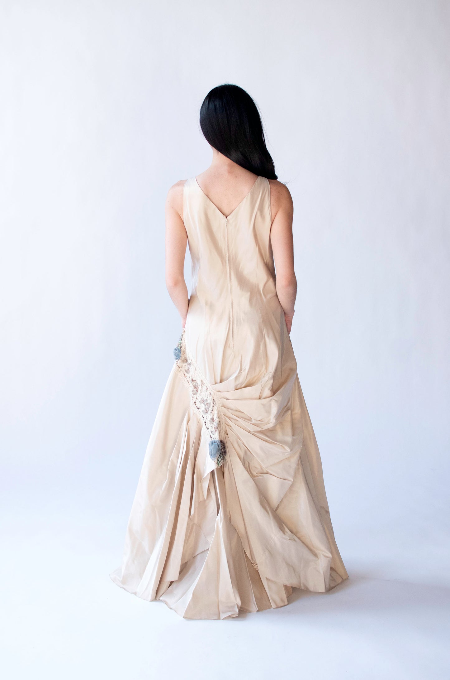 Gathered Beige Gown | Carol Peretz