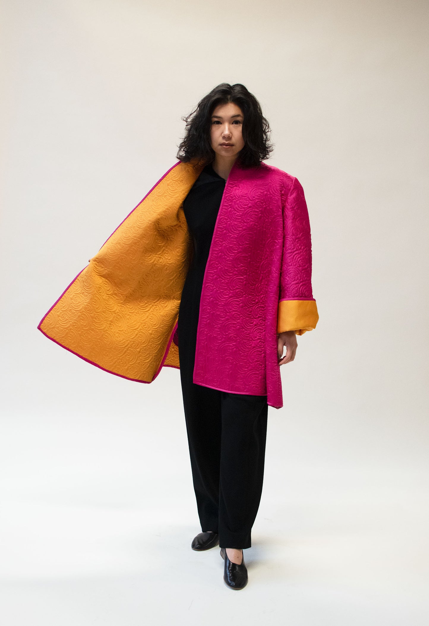 1980s Shocking Pink Quilted Coat | Victor Costa