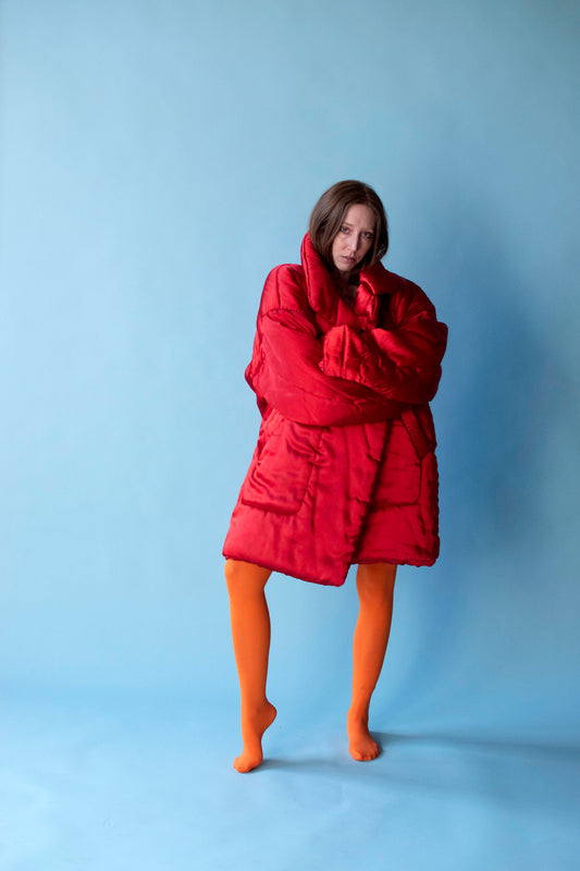 Red Sleeping Bag Coat | Norma Kamali