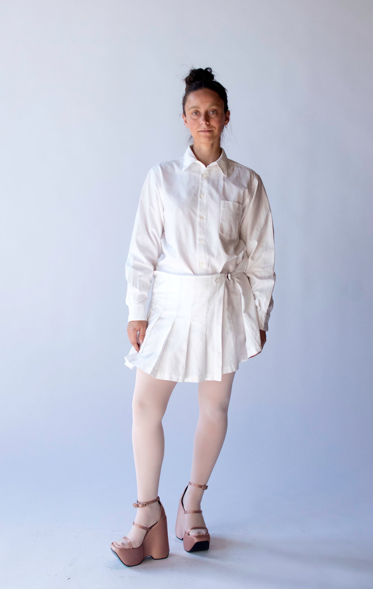 Pleated White Shirtdress | Junya Watanabe Comme des Garcons AD 1994