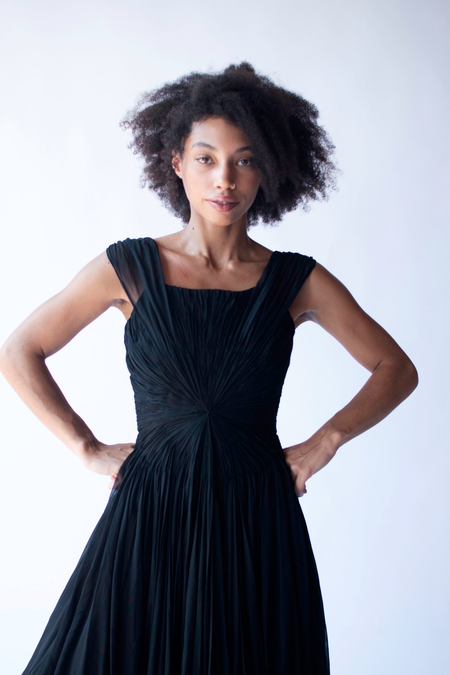1950s Gathered Chiffon Dress | Nanty