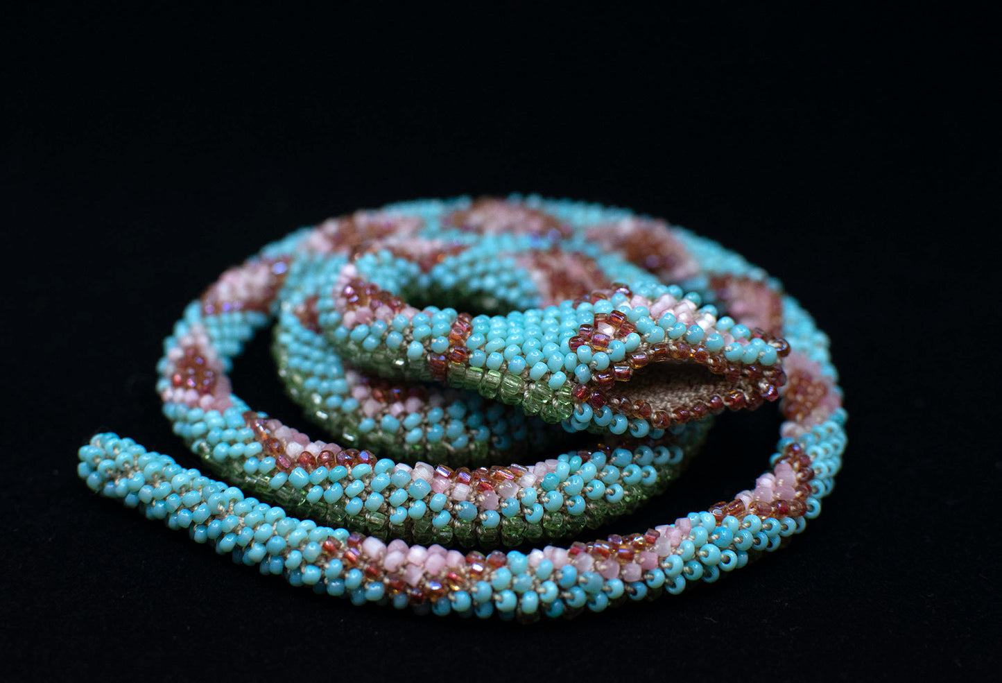 Bead Crochet Snake | Turquoise Flower