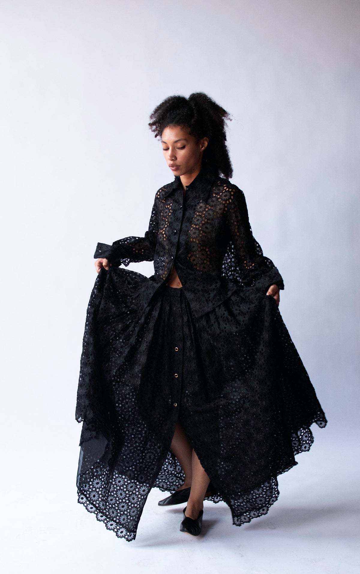 Silk Eyelet Skirt Set | Todd Oldham SS 1992