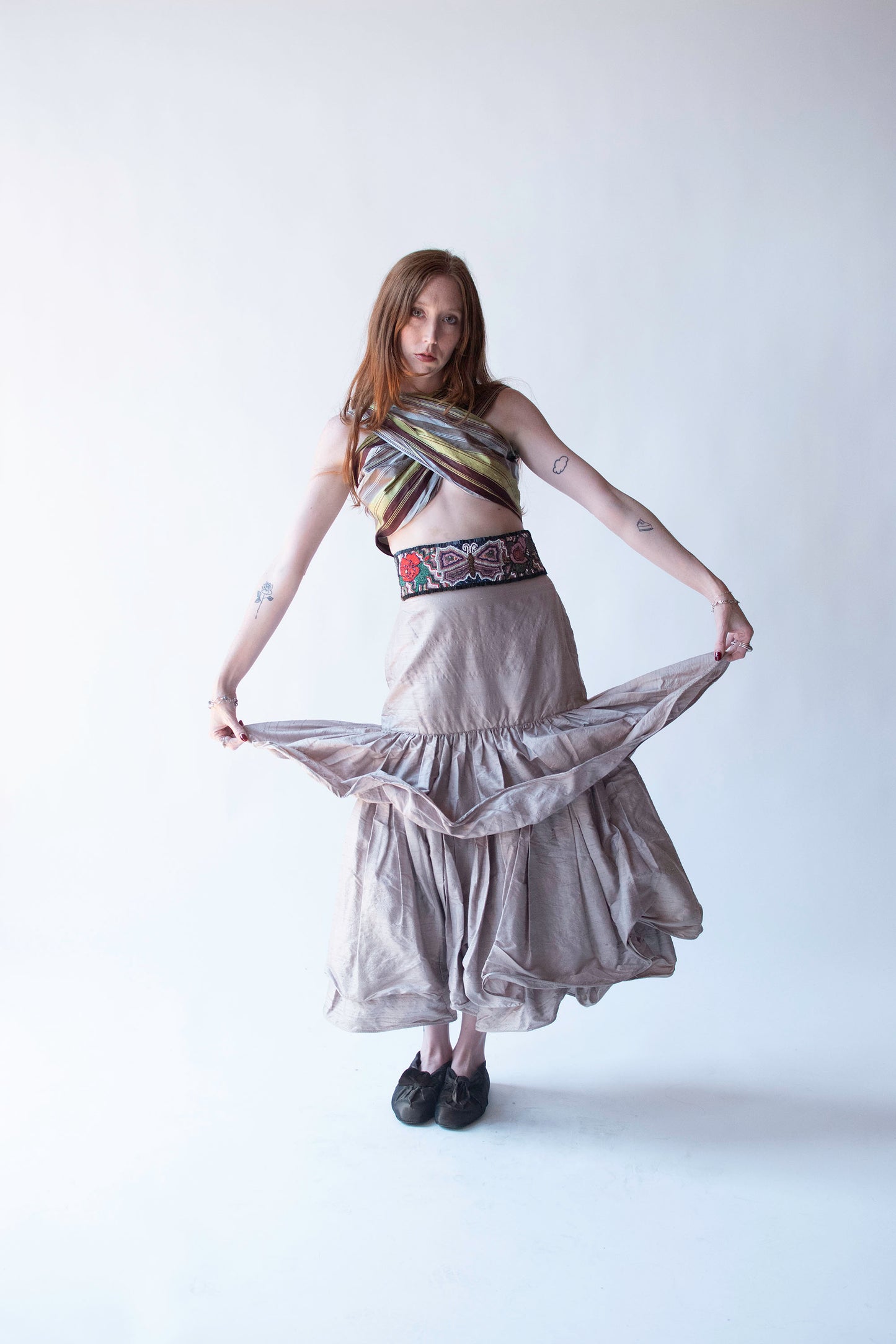 Putty Silk Ruffled Skirt | Romeo Gigli for Callaghan