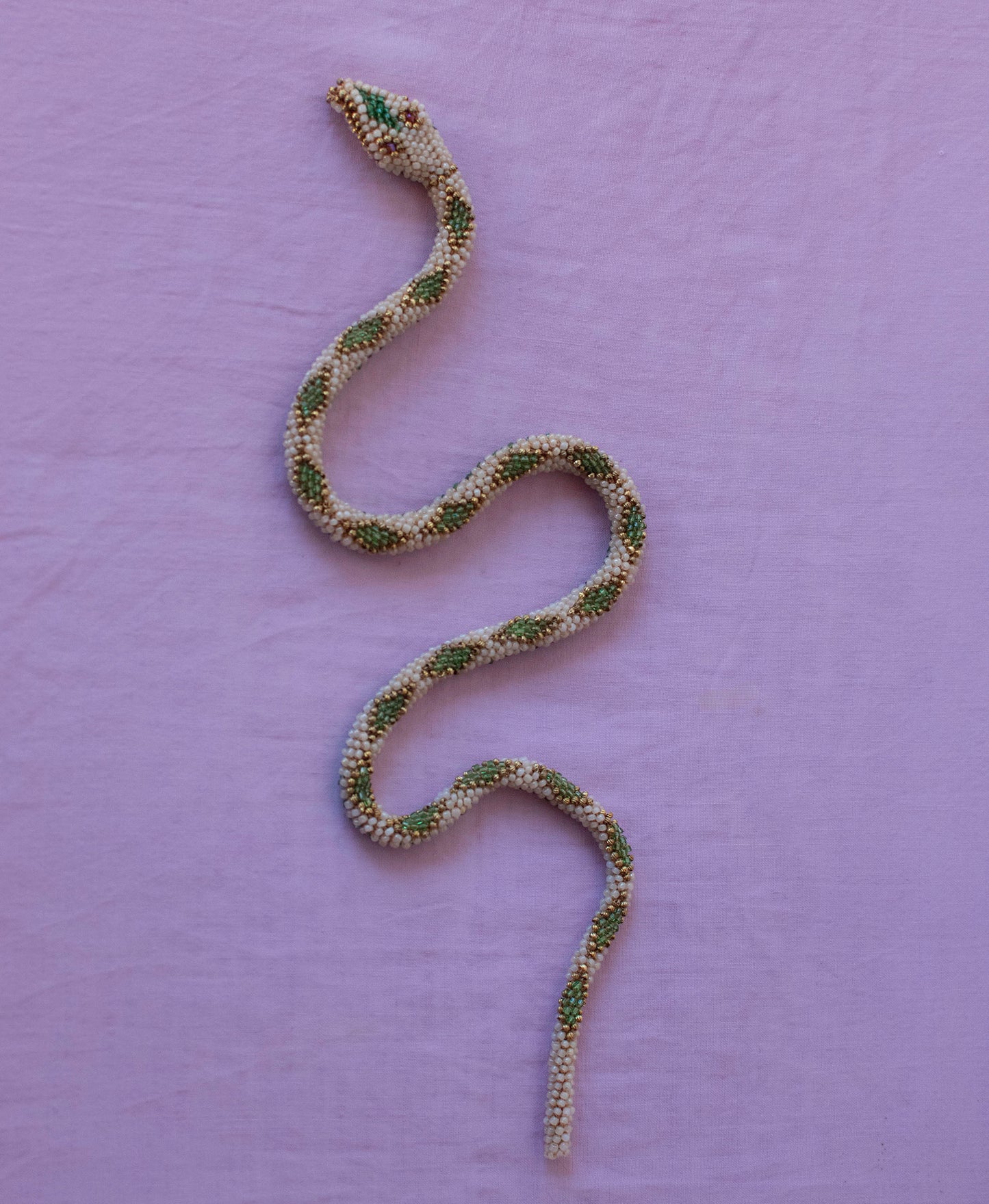 Bead Crochet Snake | Antique Pearl Diamond