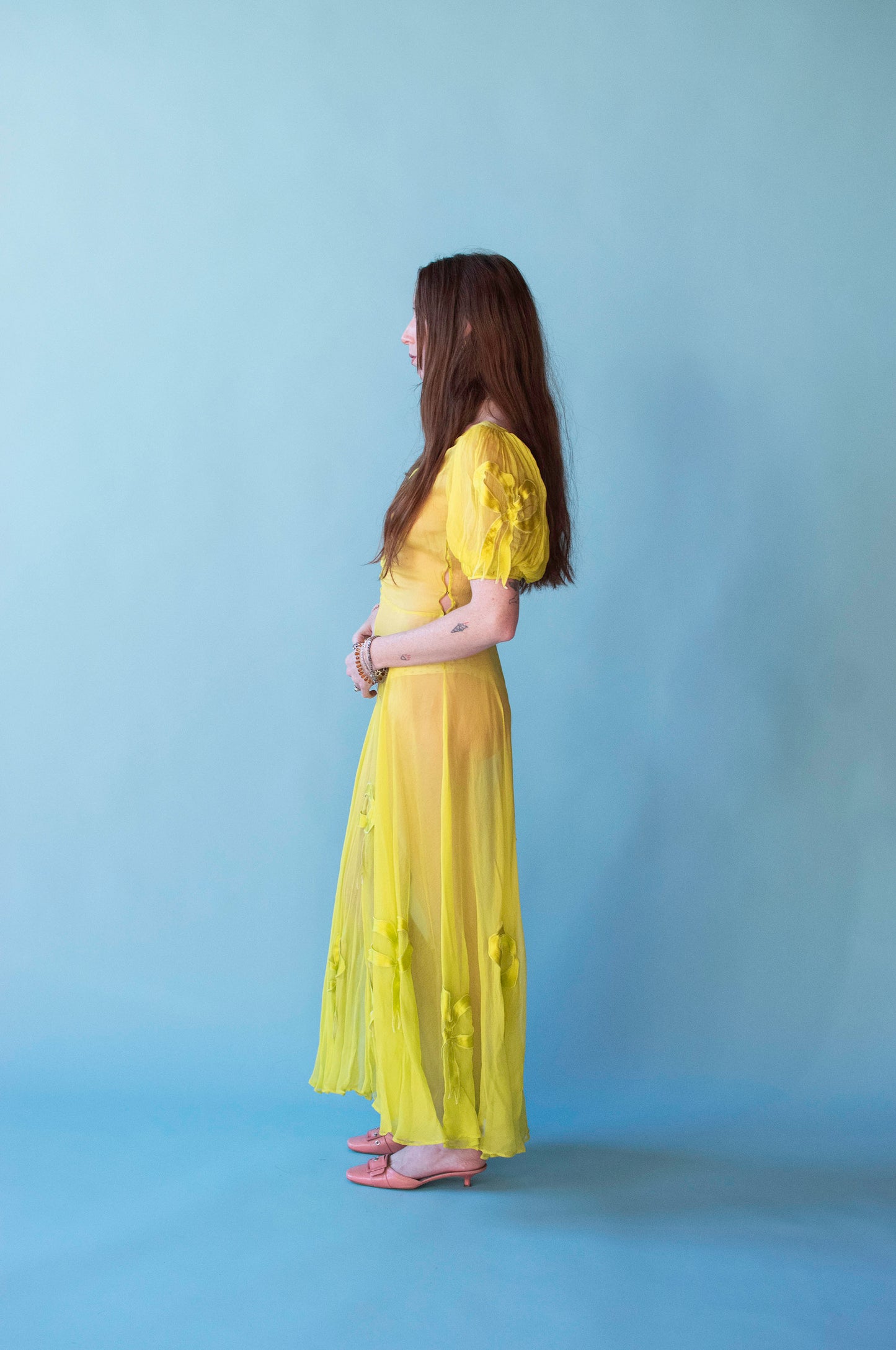 Chartreuse Puff Sleeve Dress | Norma Kamali