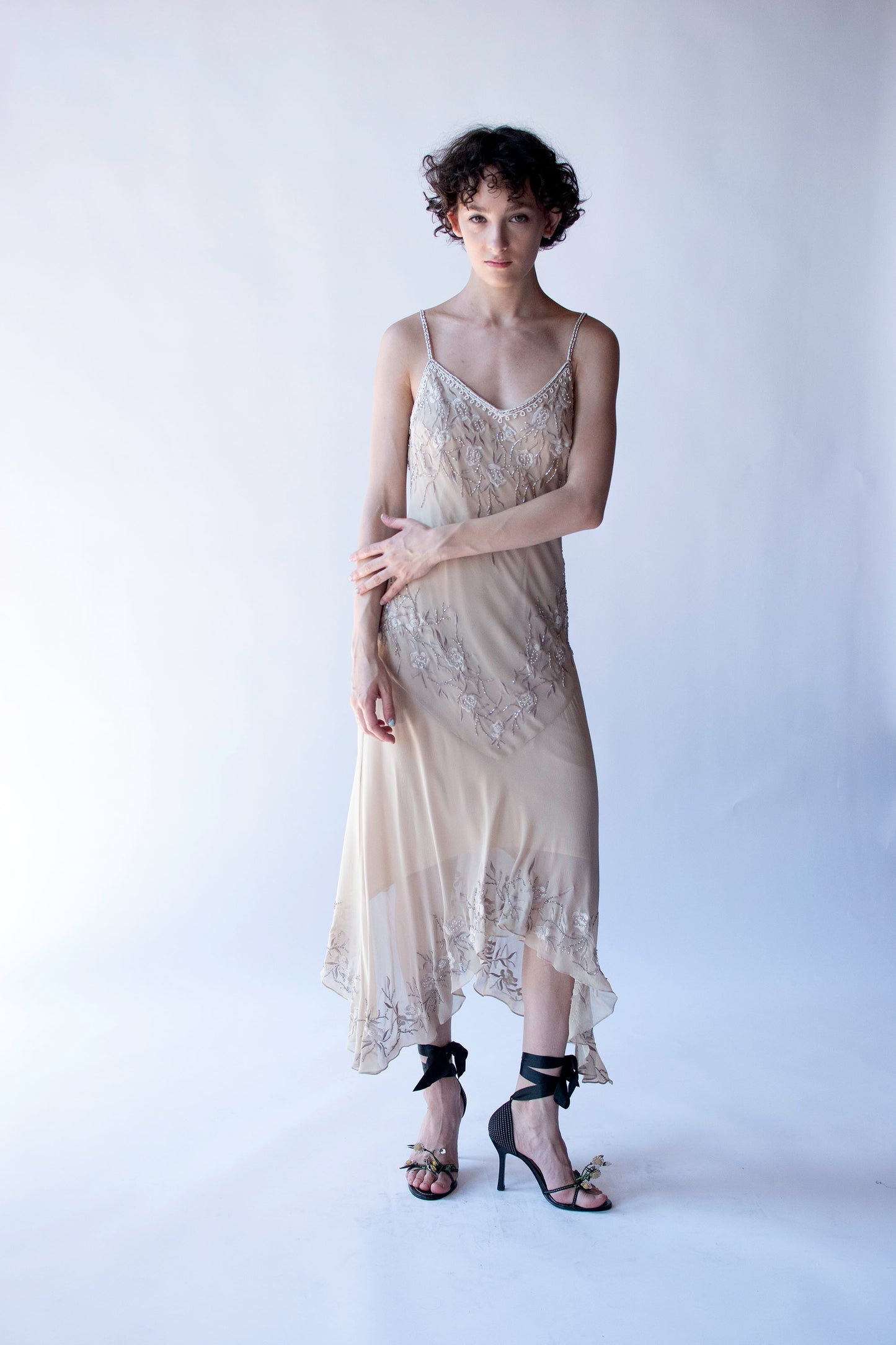 Beaded + Emboridered Chiffon Dress | Sue Wong