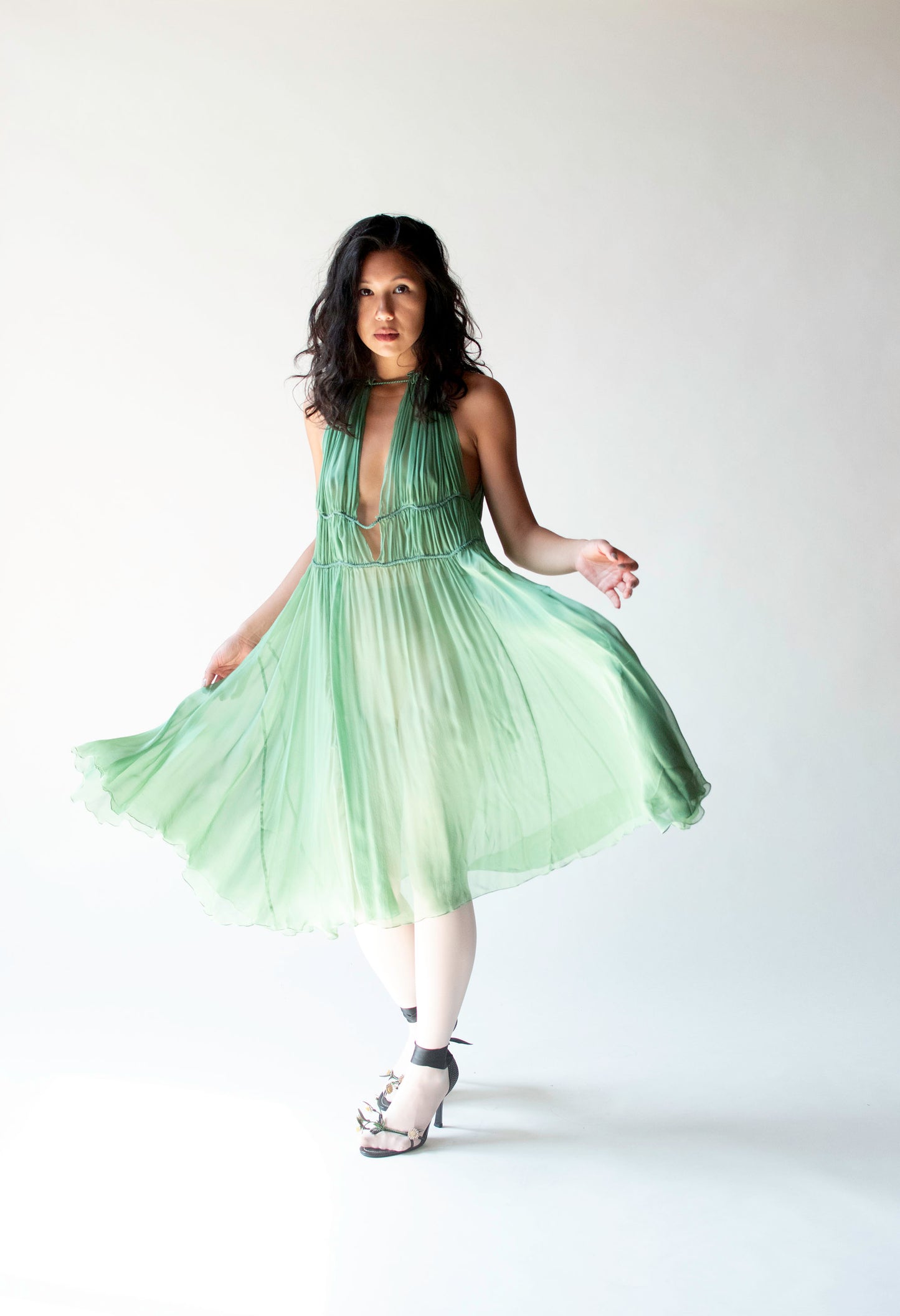 Green Chiffon Dress | Alberta Ferretti Female Hysteria Vintage Green Chiffon Dress | Alberta Ferretti Female Hysteria Vintage