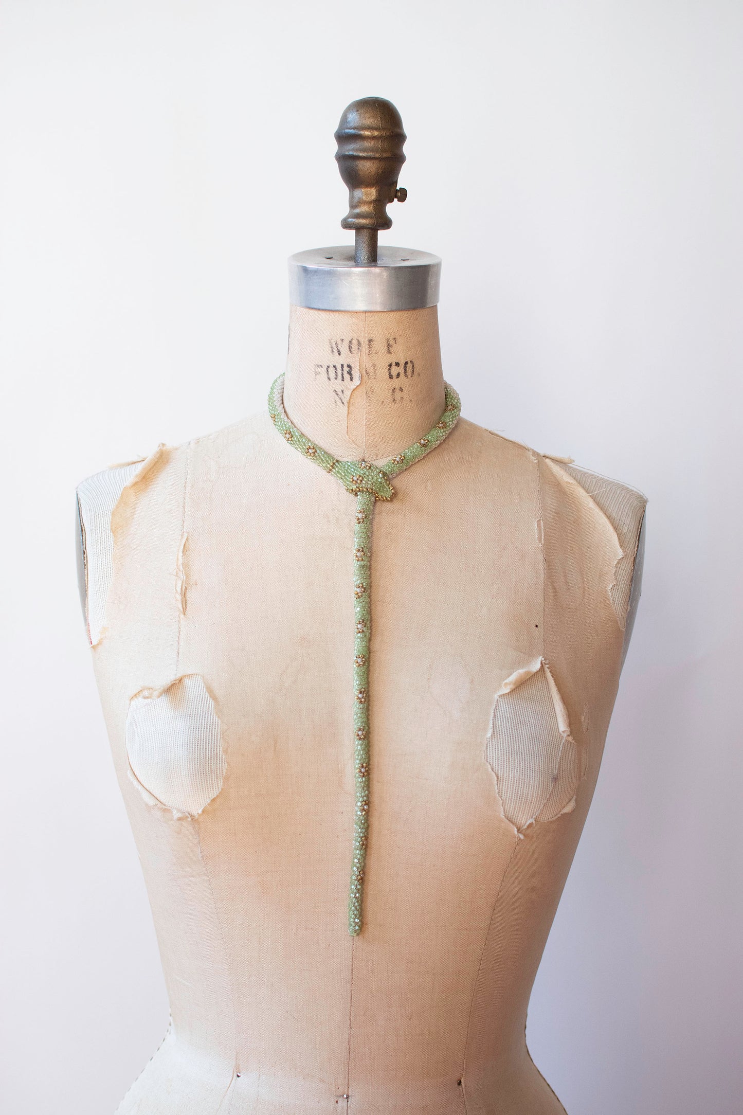 Bead Crochet Snake | Pale Green Flower