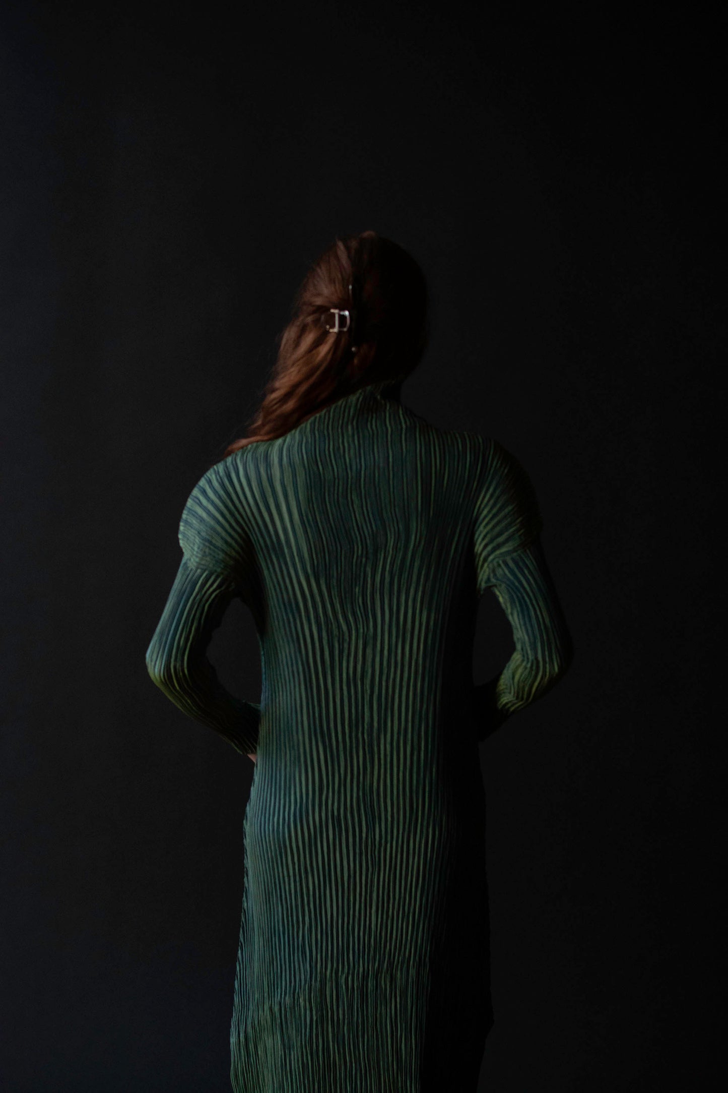 Iridescent Pleated Green Dress | ssey Miyake FW 1995