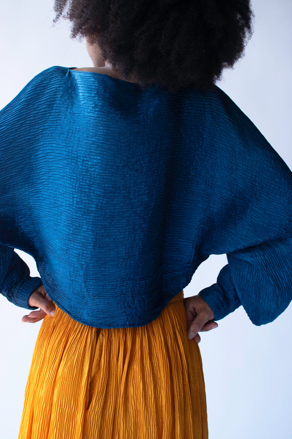 1980s Silk Plisse Color Block Set | Geoffrey Beene