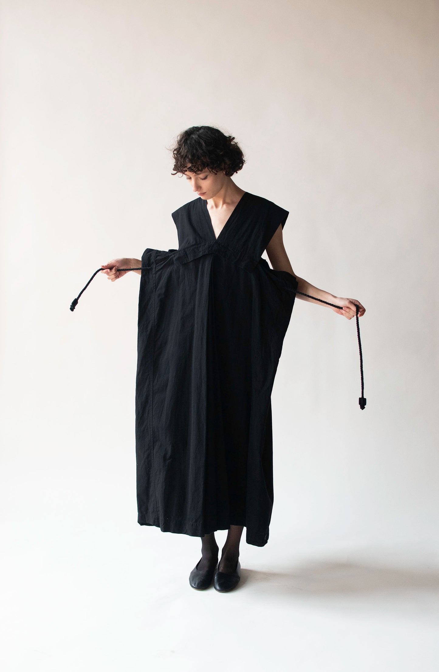 Black Dress w/ Rope Belt | Issey Miyake