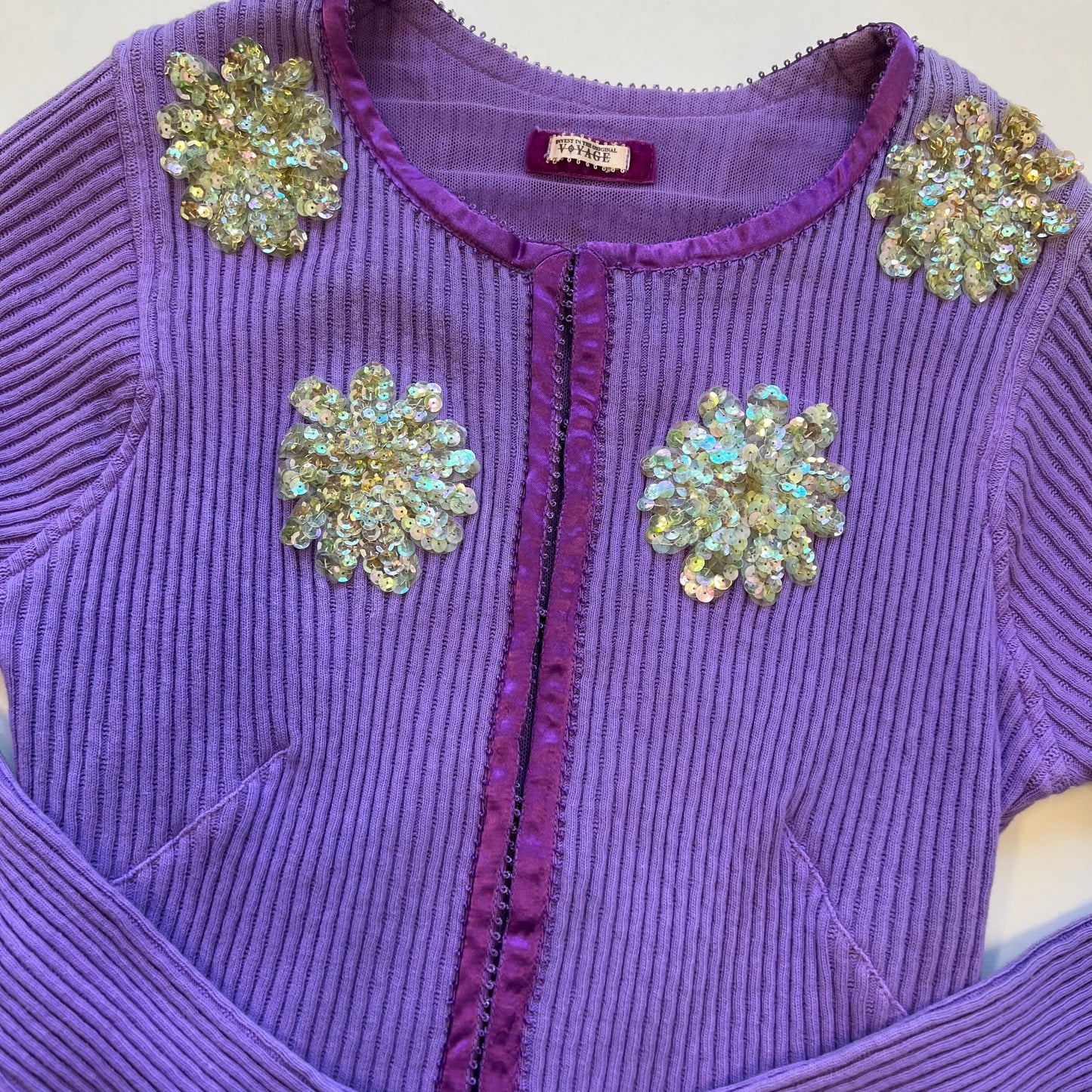 Lavender Cardigan w/ Sequins | Voyage Invest in the Original