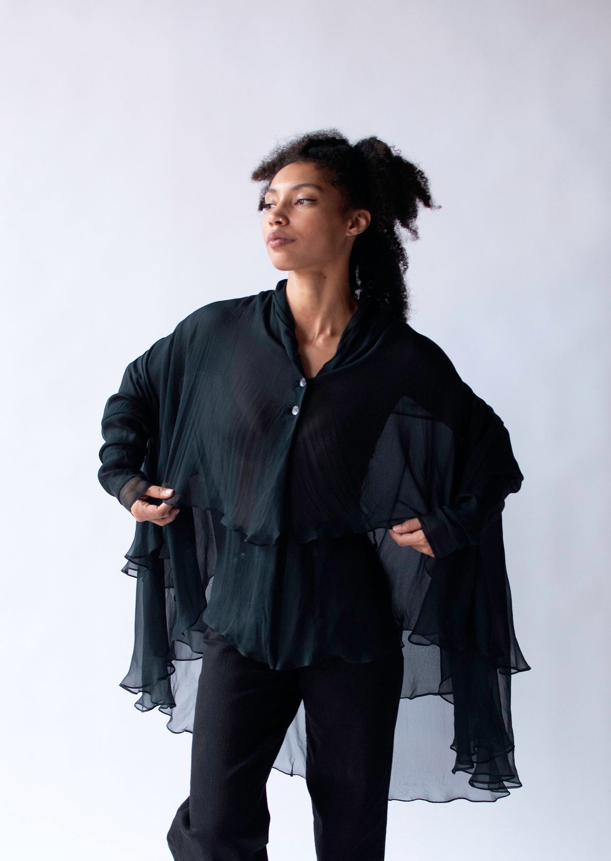 1990s Black Chiffon Top | Complice by Dolce & Gabbana
