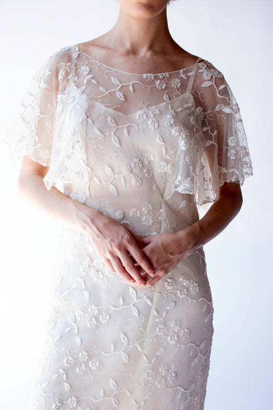 1930s Embroidered Mesh Dress