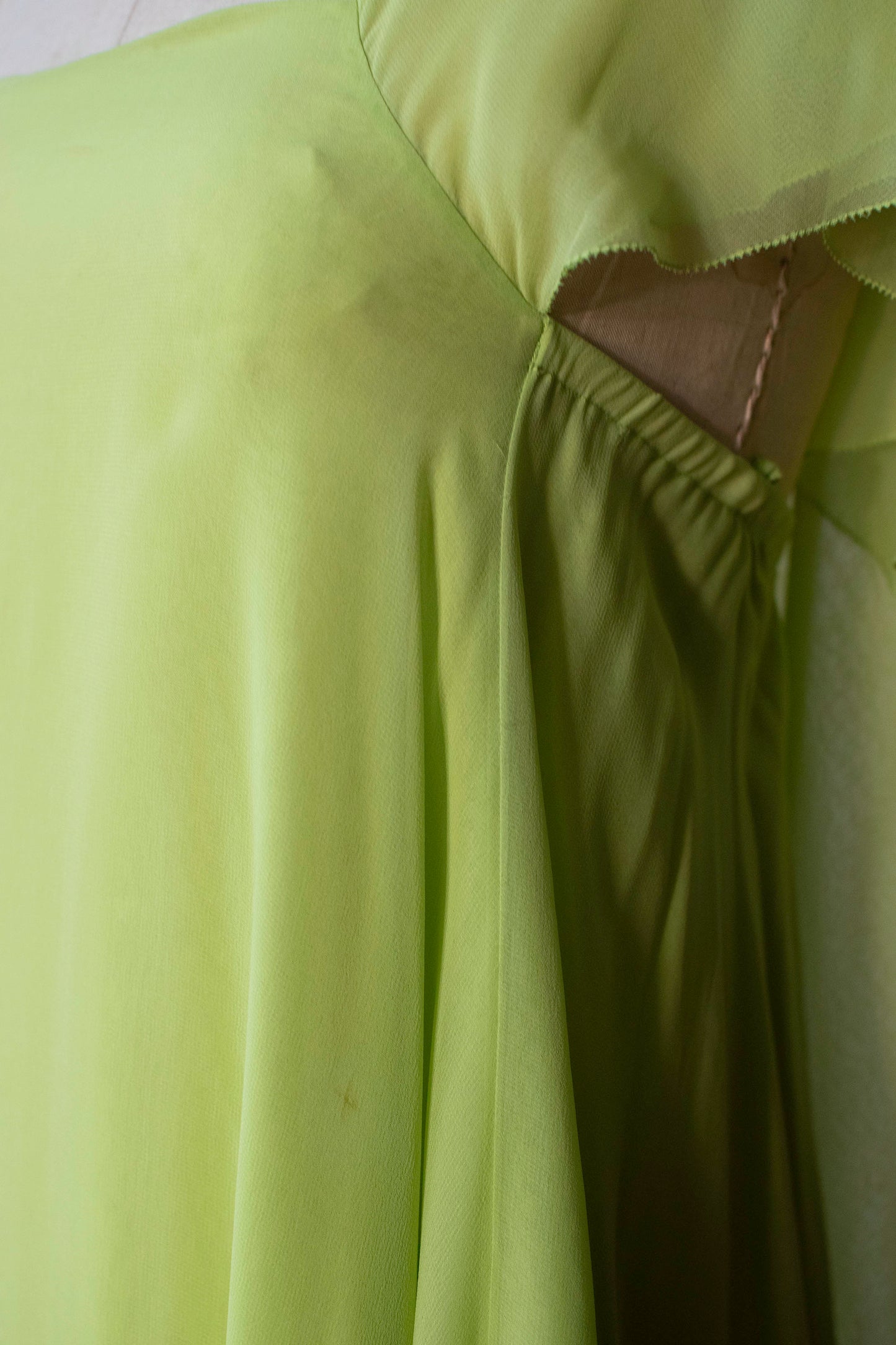 1970s Slime Green Chiffon Dress | Holly Harp