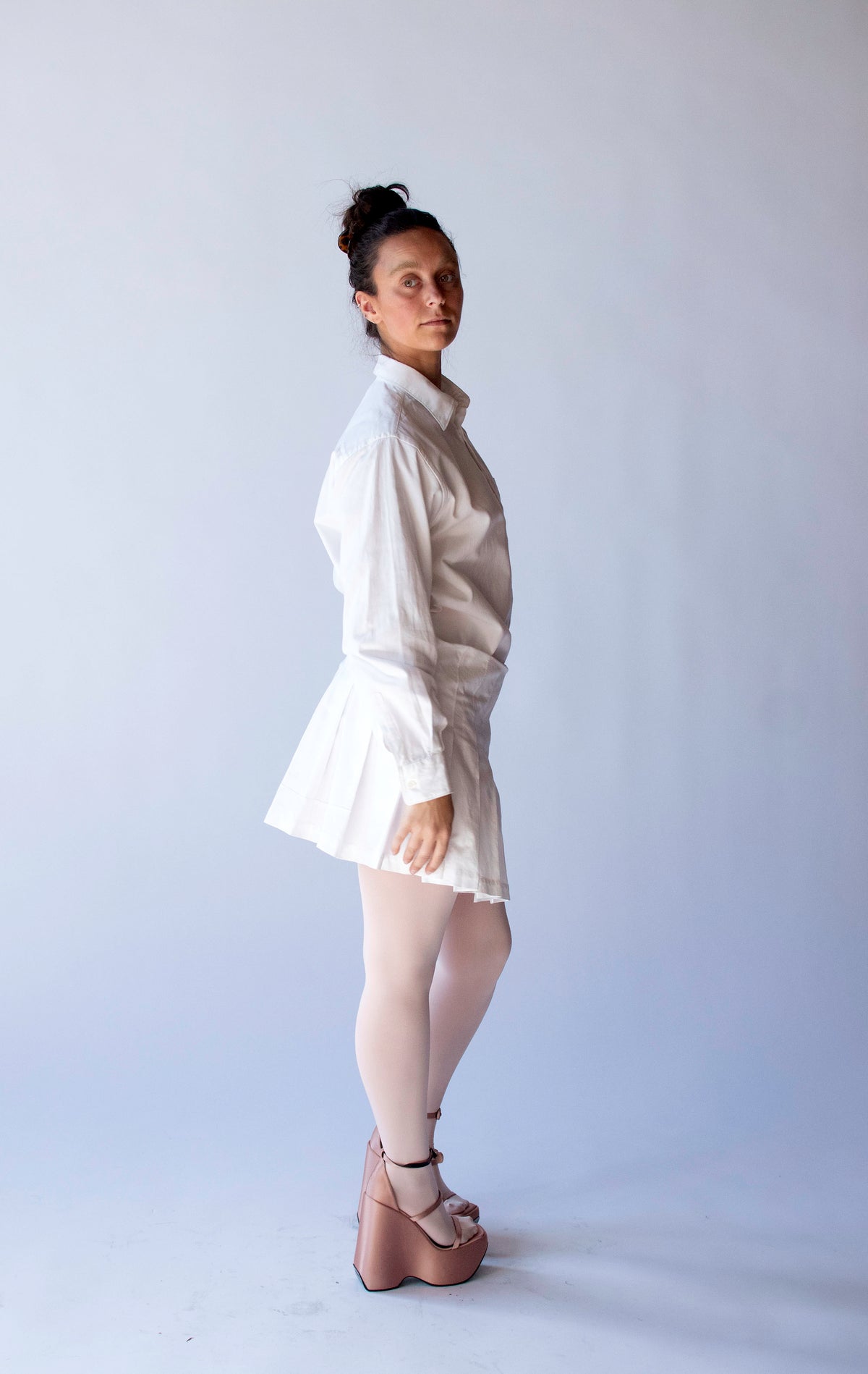 Pleated White Shirtdress | Junya Watanabe Comme des Garcons AD 1994