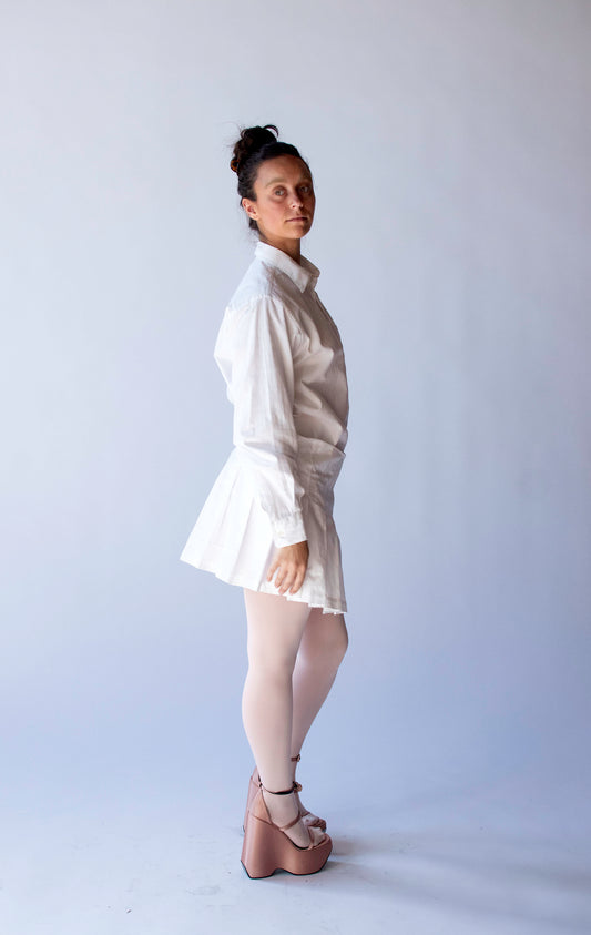 Pleated White Shirtdress | Junya Watanabe Comme des Garcons AD 1994