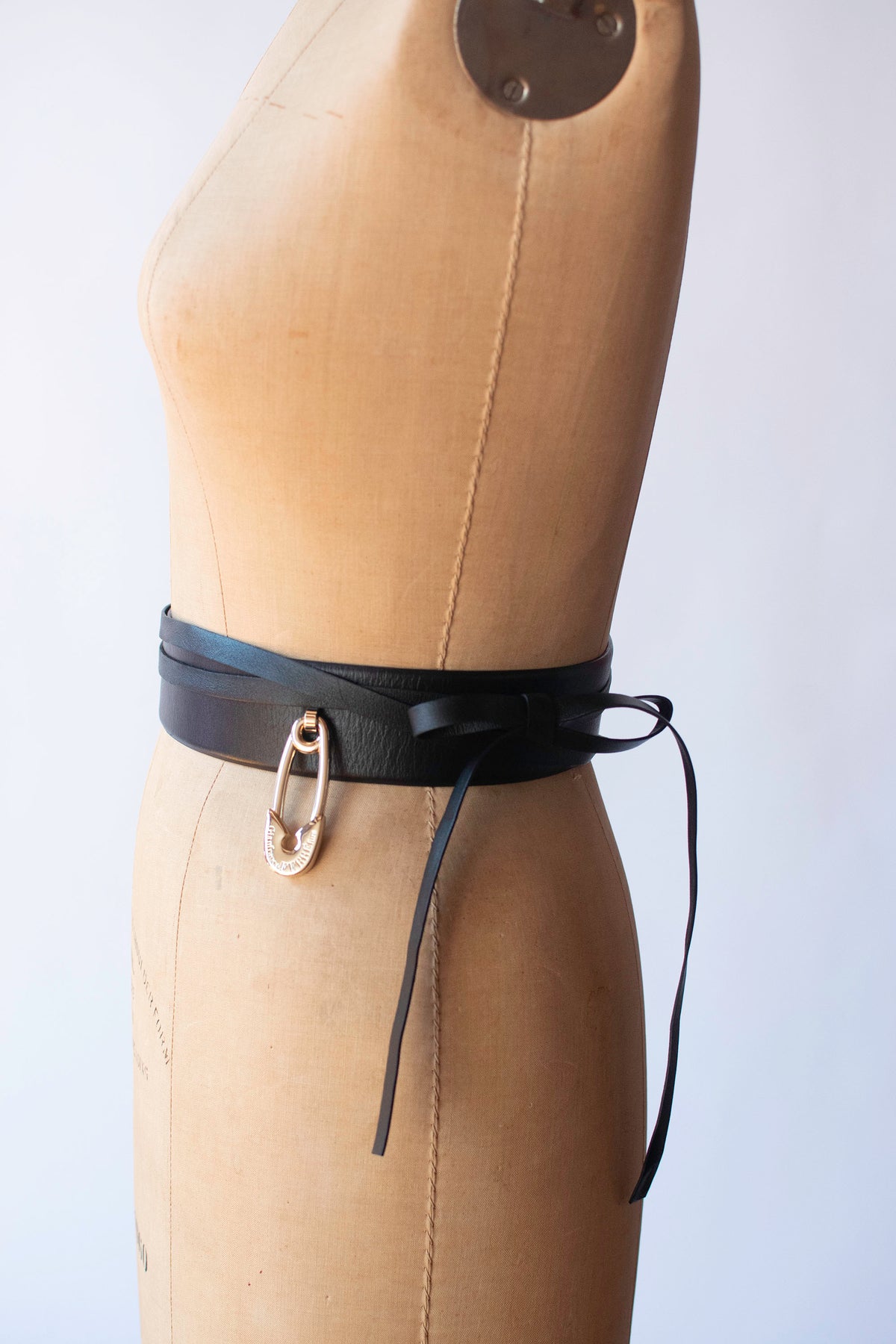Black Leather Safety Pin Belt | Gianfranco Ferré