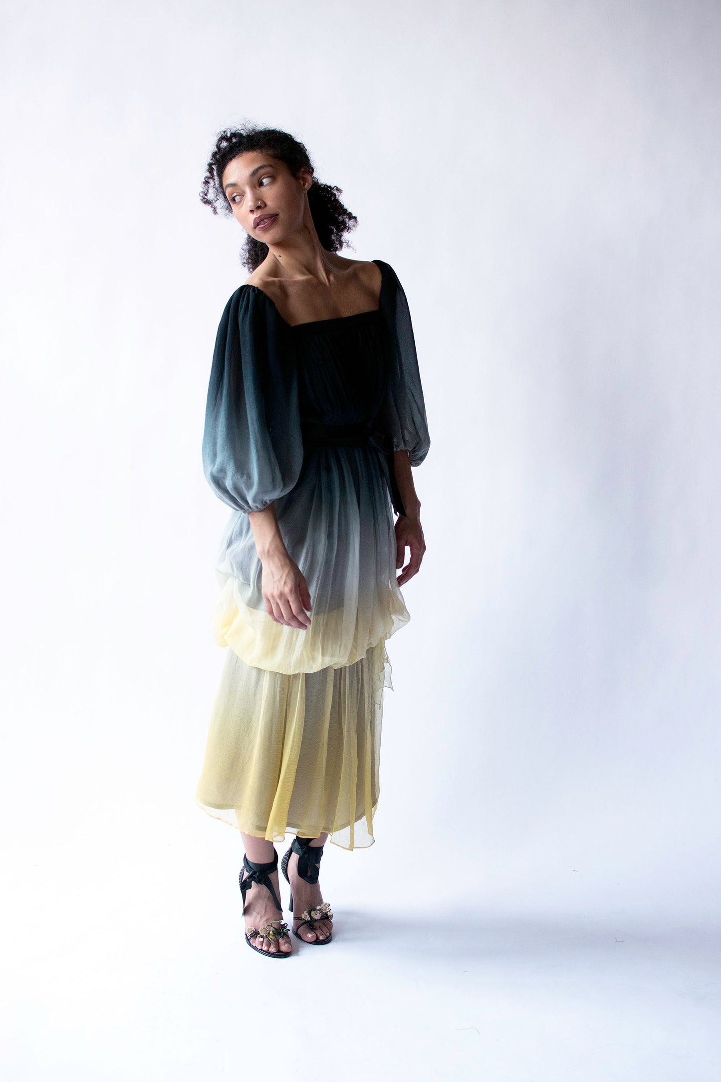 1970s Ombre Chiffon Dress