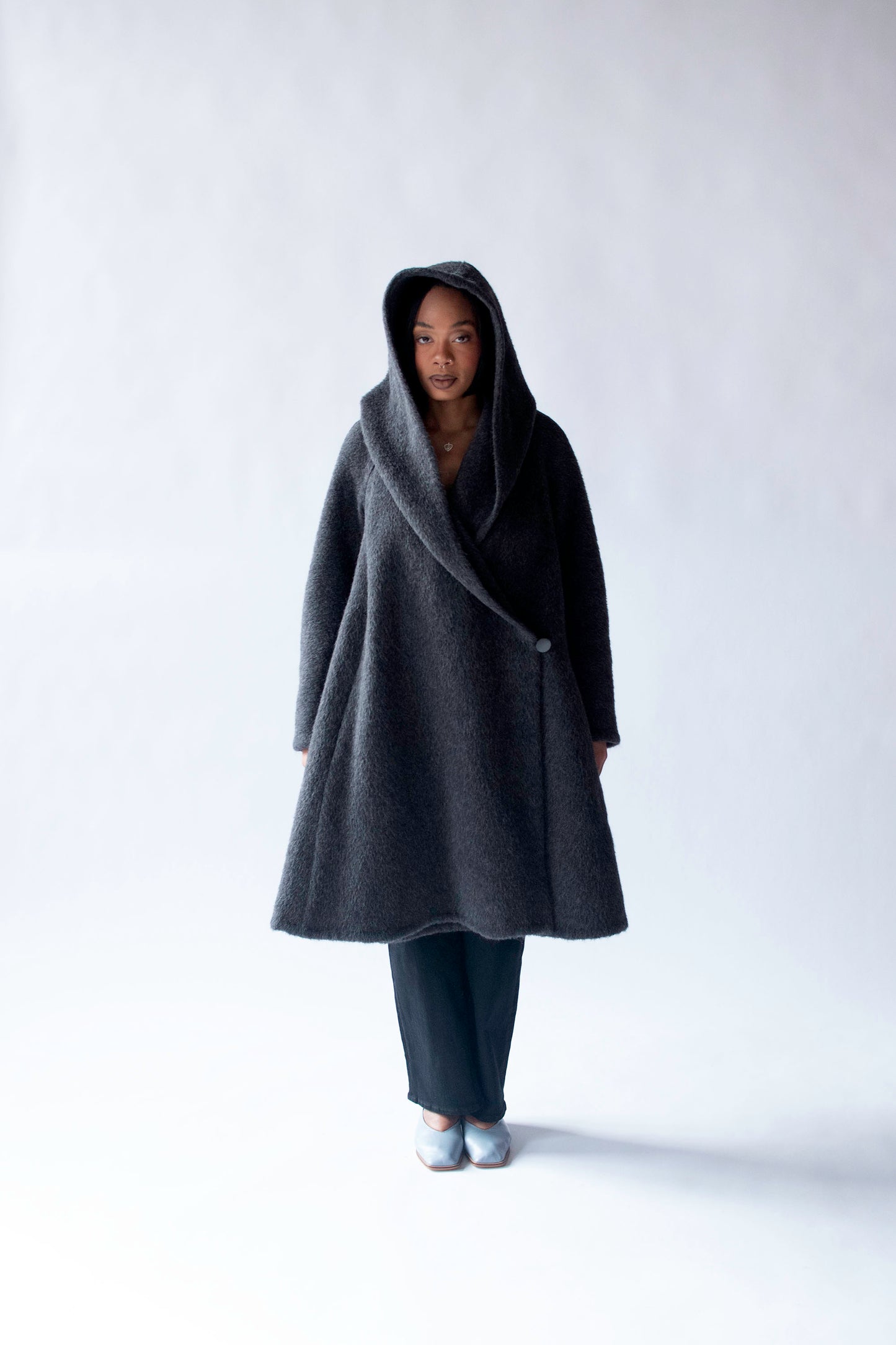 Gray Mohair Coat | Donna Karan