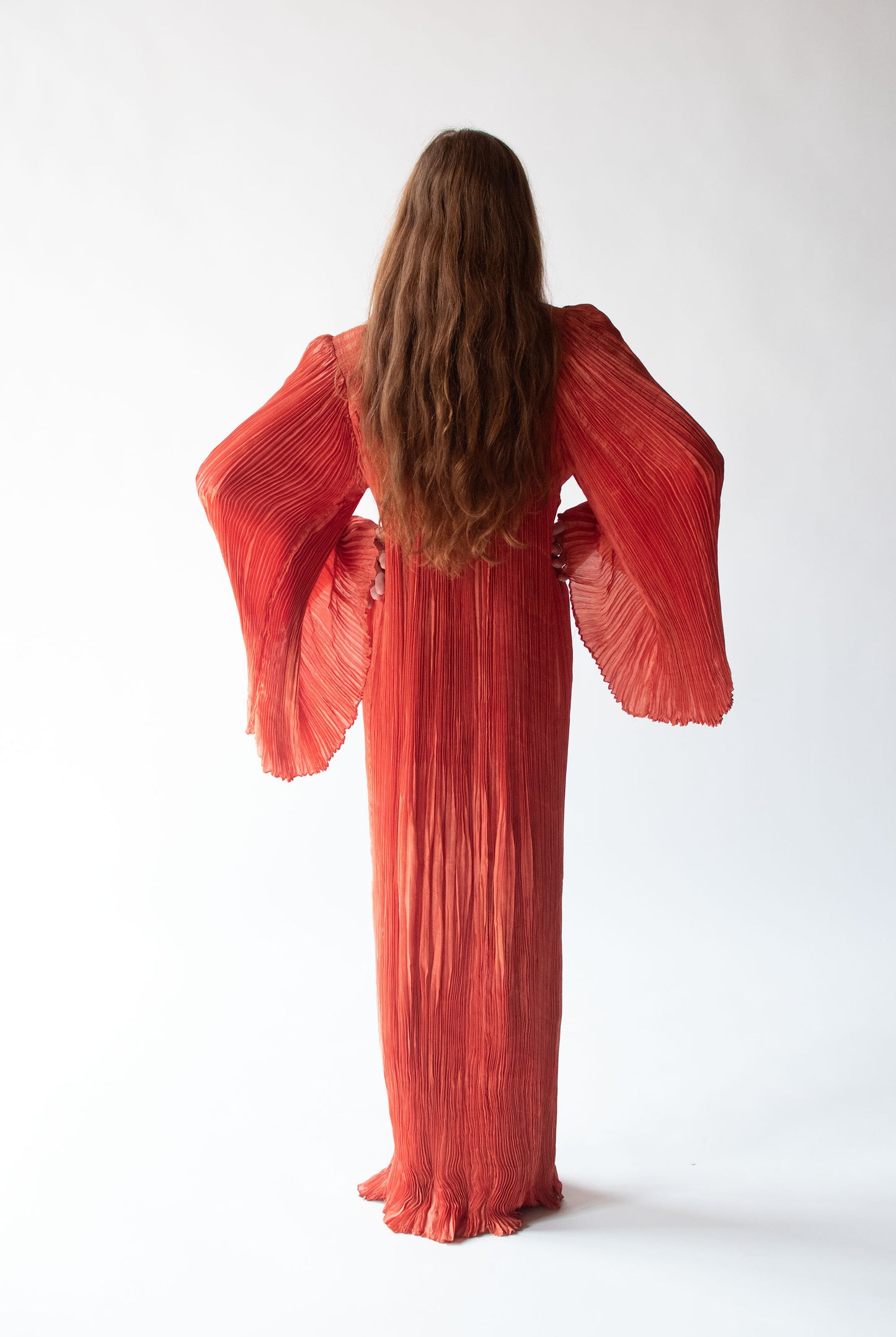 1970s Pleated Red Dress