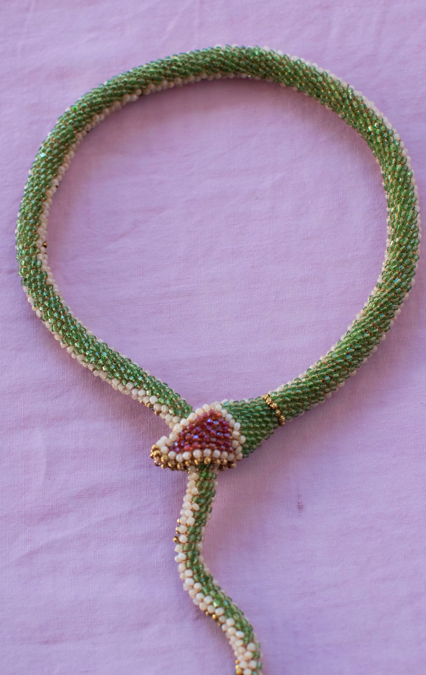 Bead Crochet Snake | Antique Pearl Diamond
