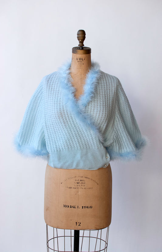 1970s Feather Trim Sweater