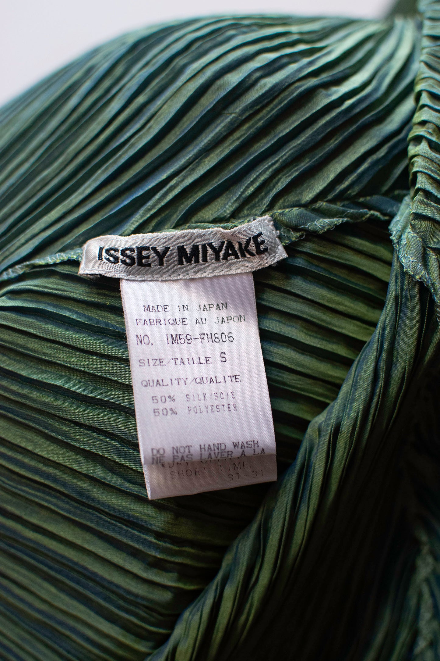Iridescent Pleated Green Dress | ssey Miyake FW 1995
