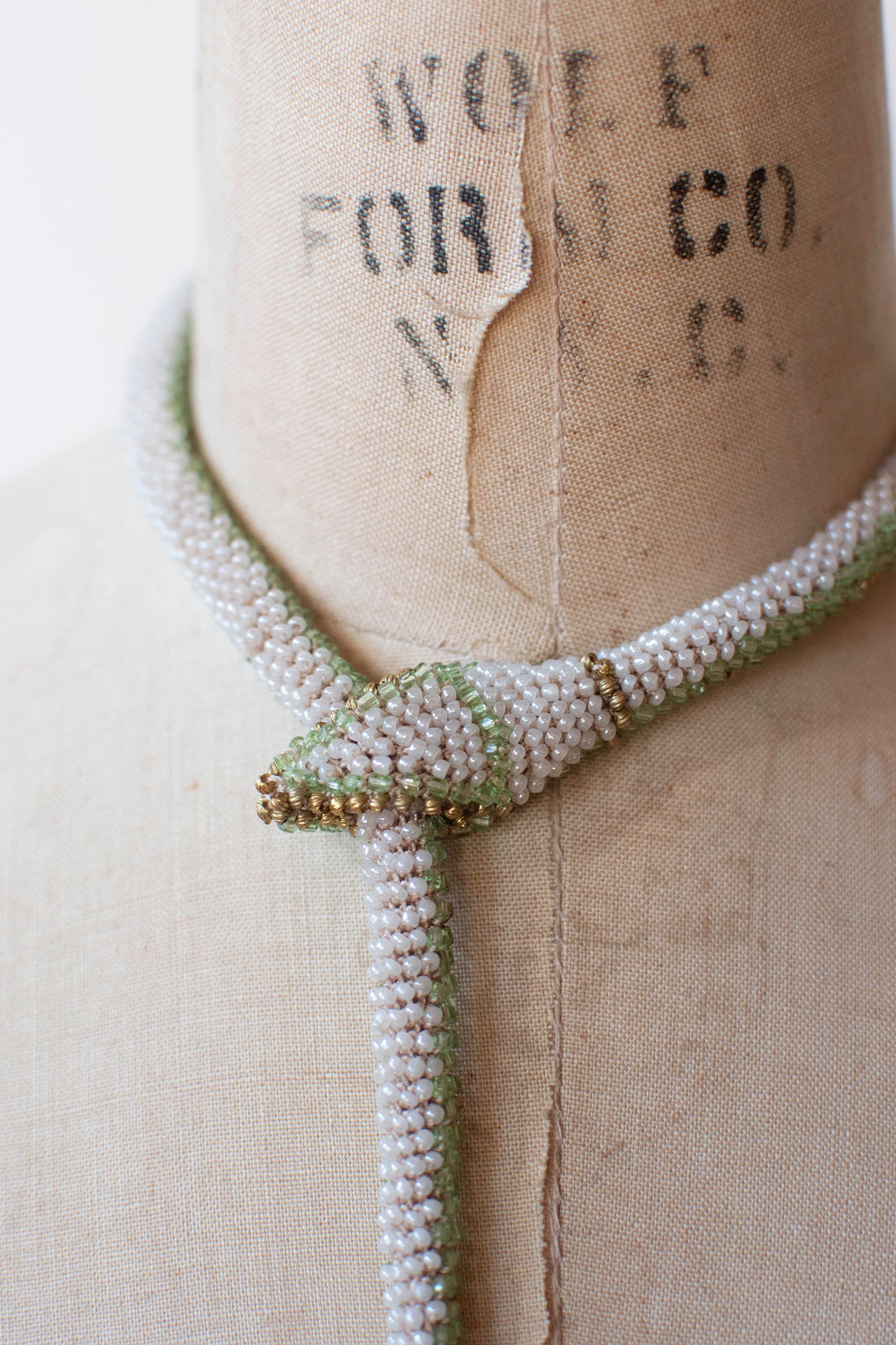 Bead Crochet Snake | Pale Green Flower