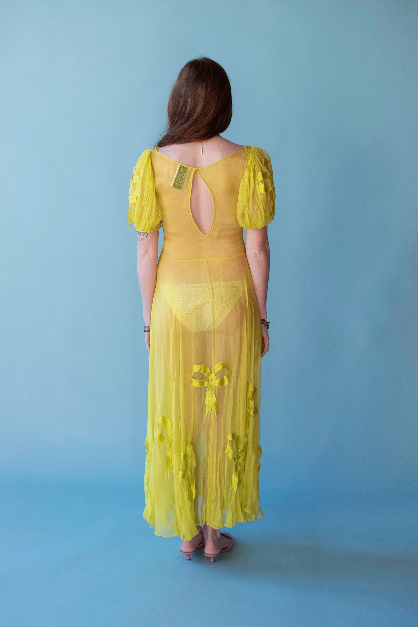 Chartreuse Puff Sleeve Dress | Norma Kamali