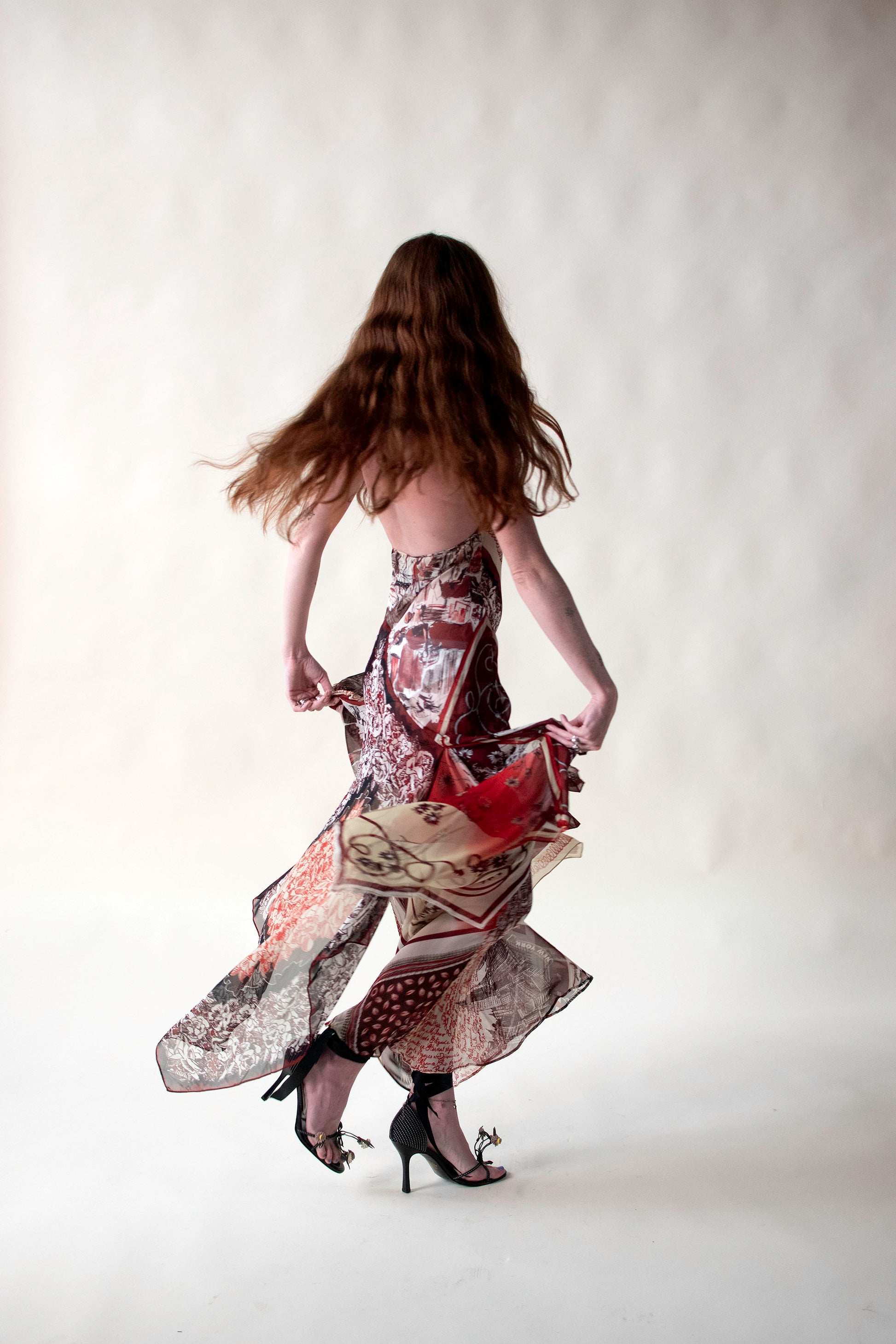 jean paul gaultier halter neck dress NWT JEAN PAUL GAULTIER SS 2005 RARE PRINTED SILK BEADED COLLAR HALTER WITH LINER