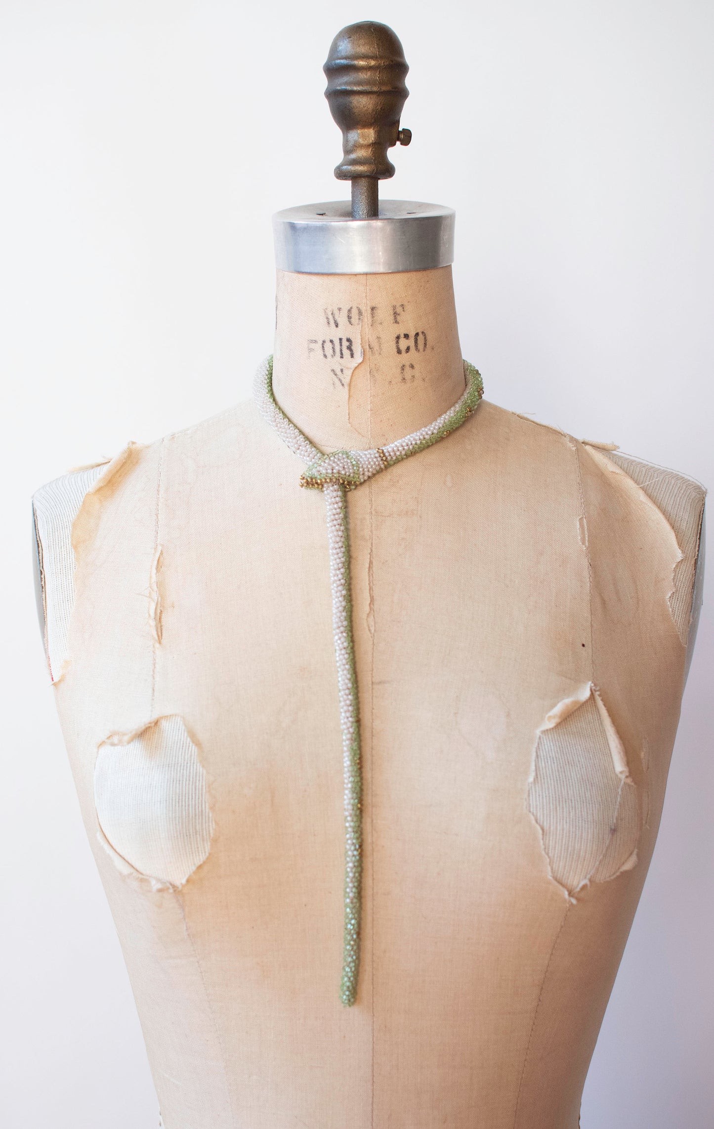 Bead Crochet Snake | Pale Green Flower