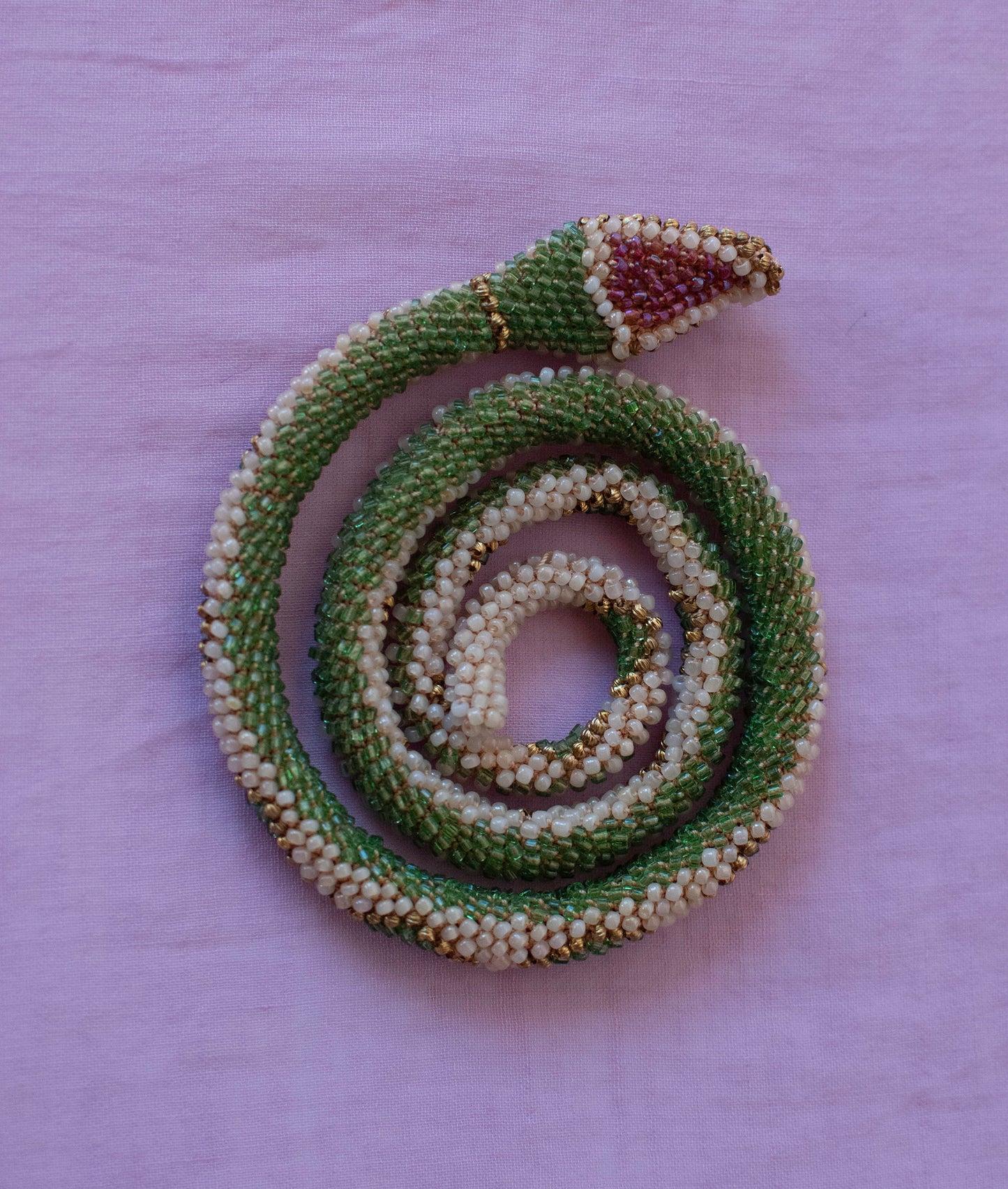 Bead Crochet Snake | Antique Pearl Diamond