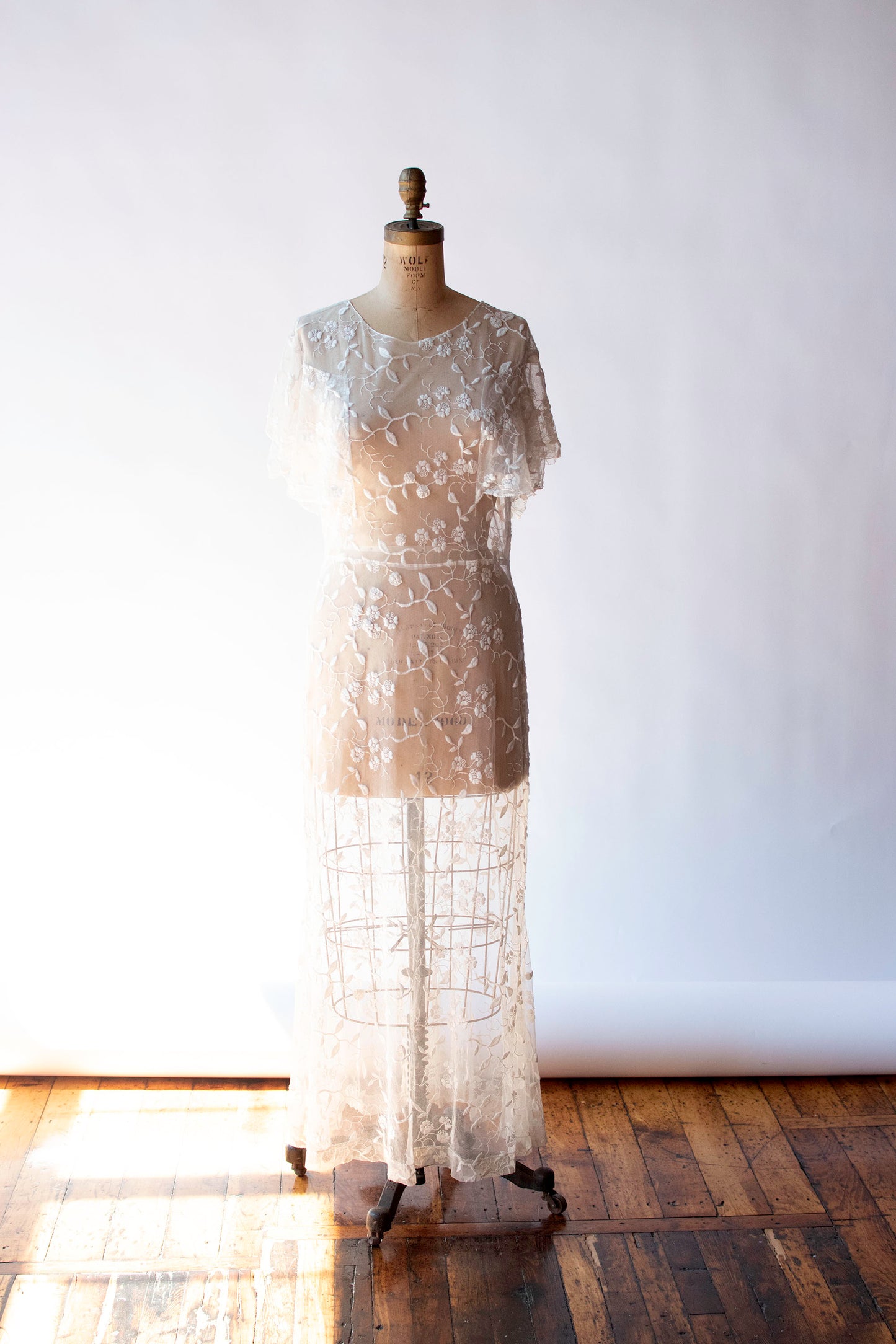 1930s Embroidered Mesh Dress