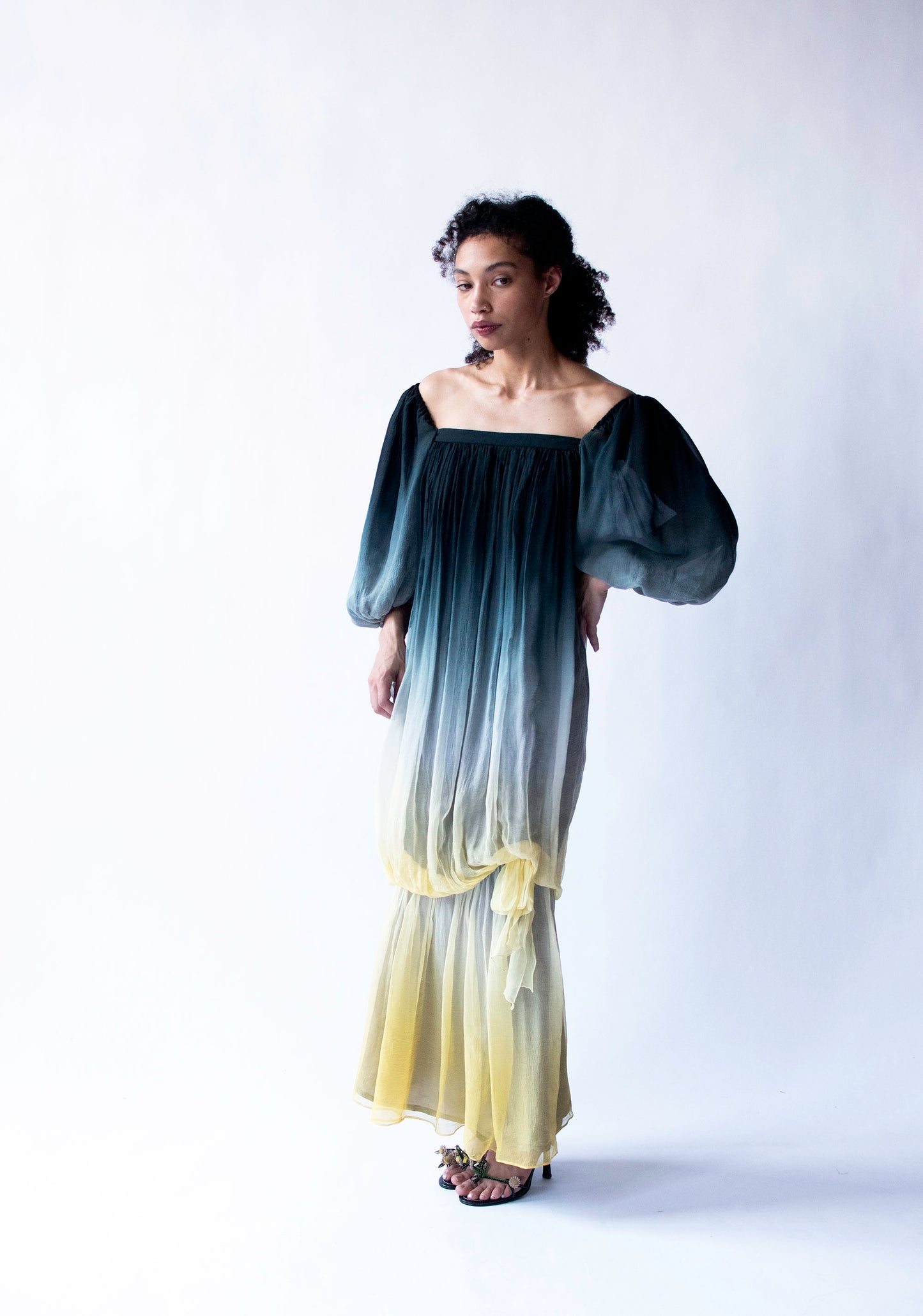 1970s Ombre Chiffon Dress