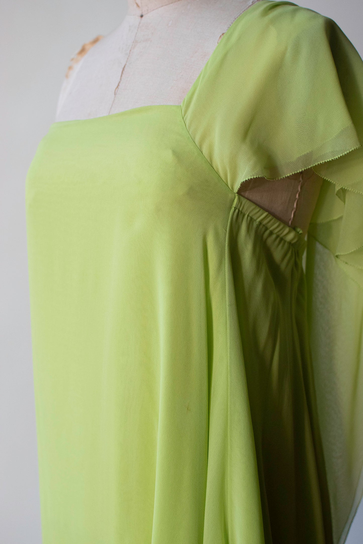 1970s Slime Green Chiffon Dress | Holly Harp