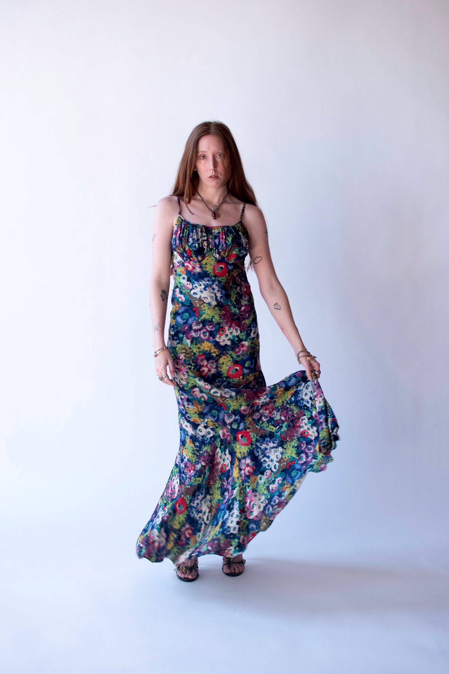 1930s Watercolor Floral Dress