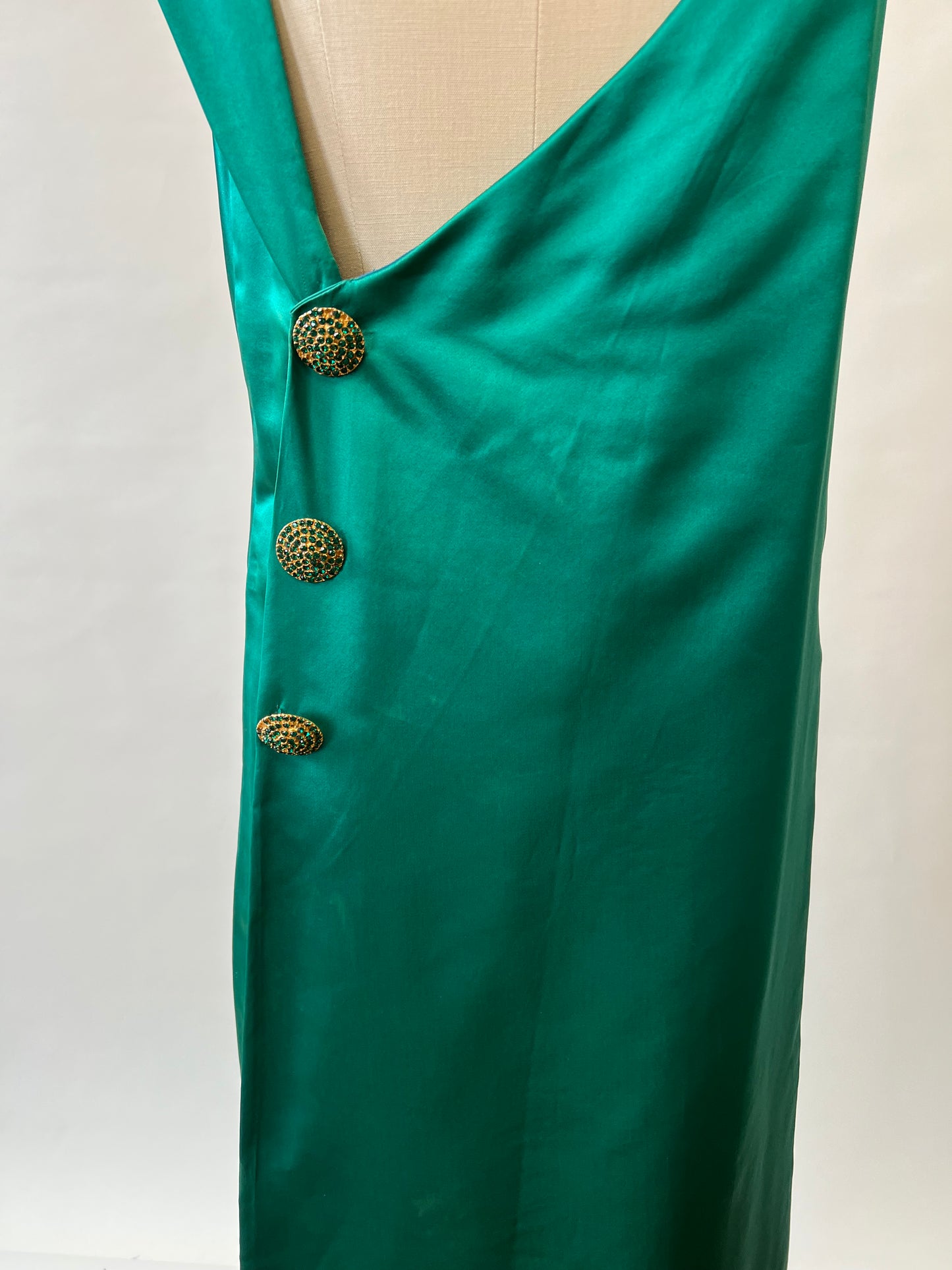 1960s Emerald Silk Evening Gown