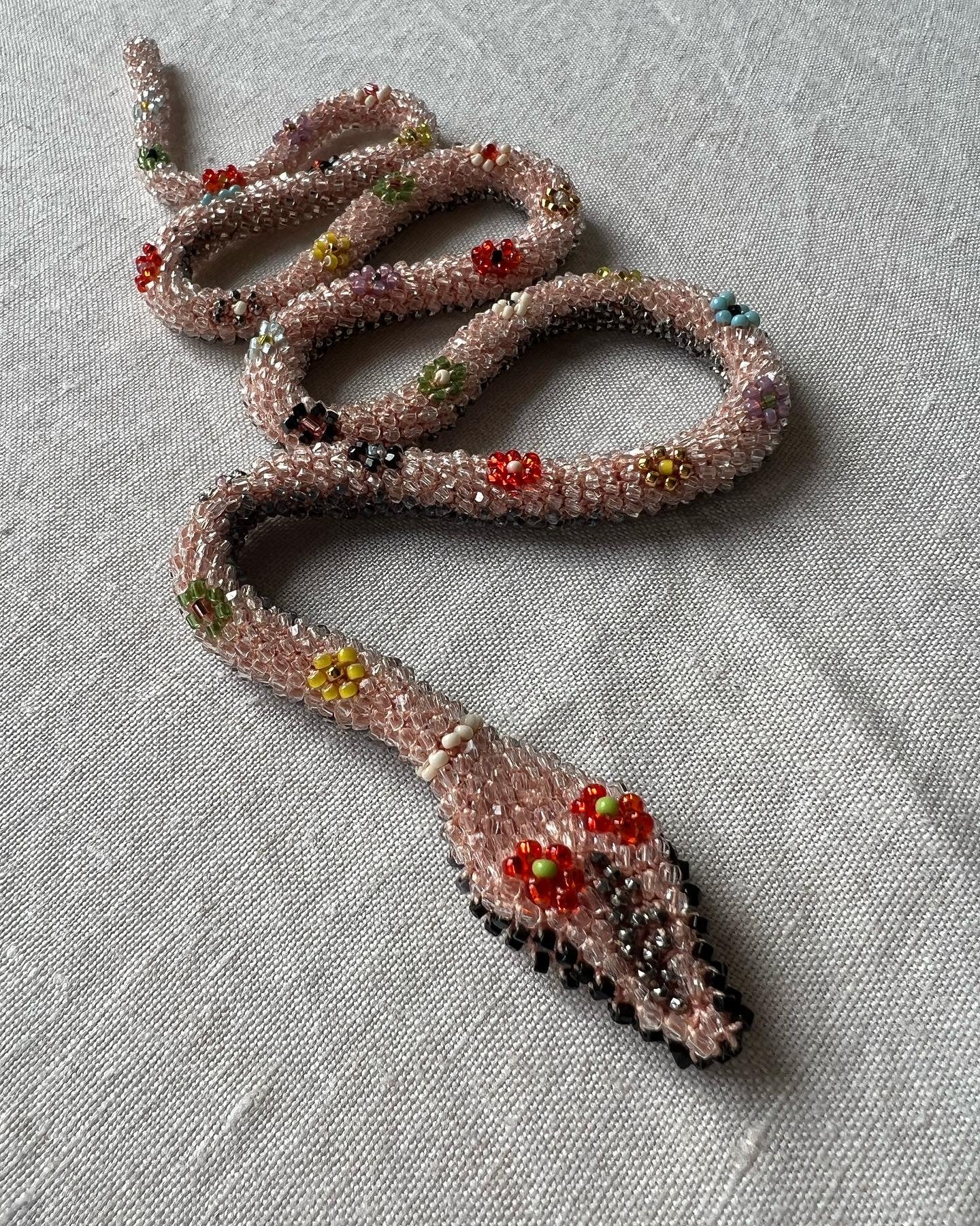 Bead Crochet Snake | Crystal Pink