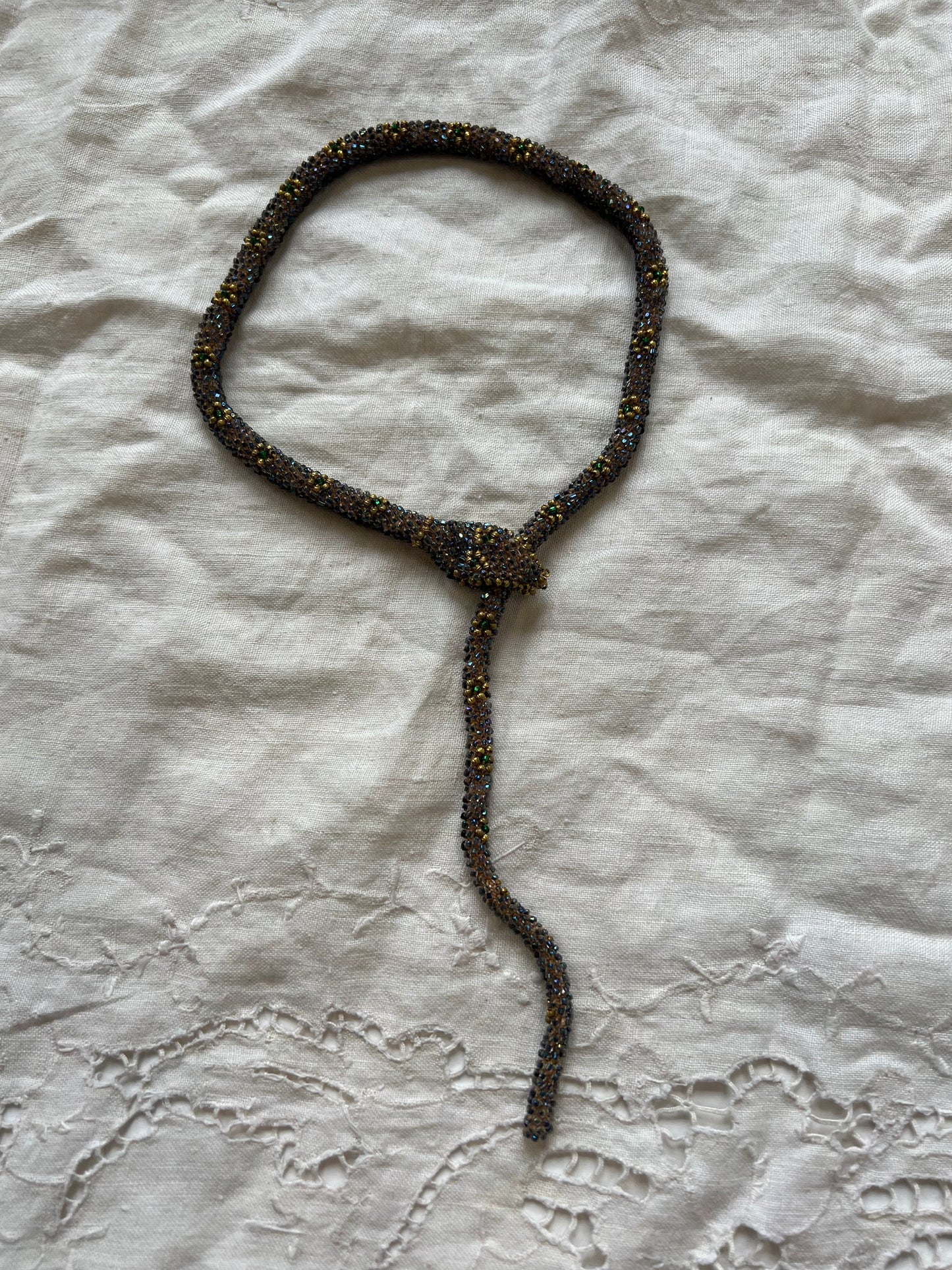 Bead Crochet Snake | Iridescent navy