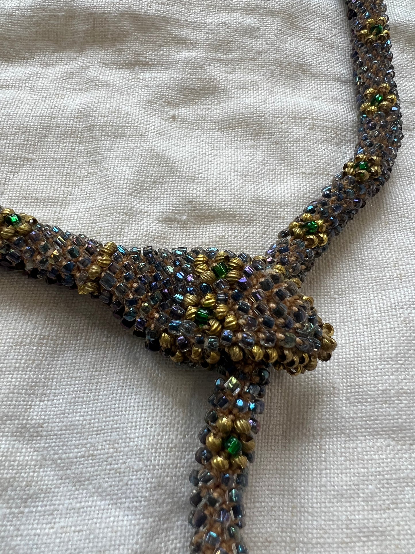 Bead Crochet Snake | Iridescent navy