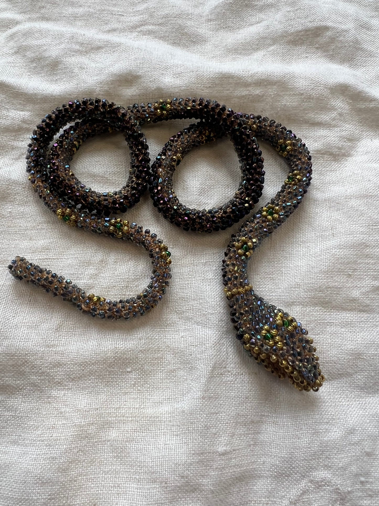 Bead Crochet Snake | Iridescent navy