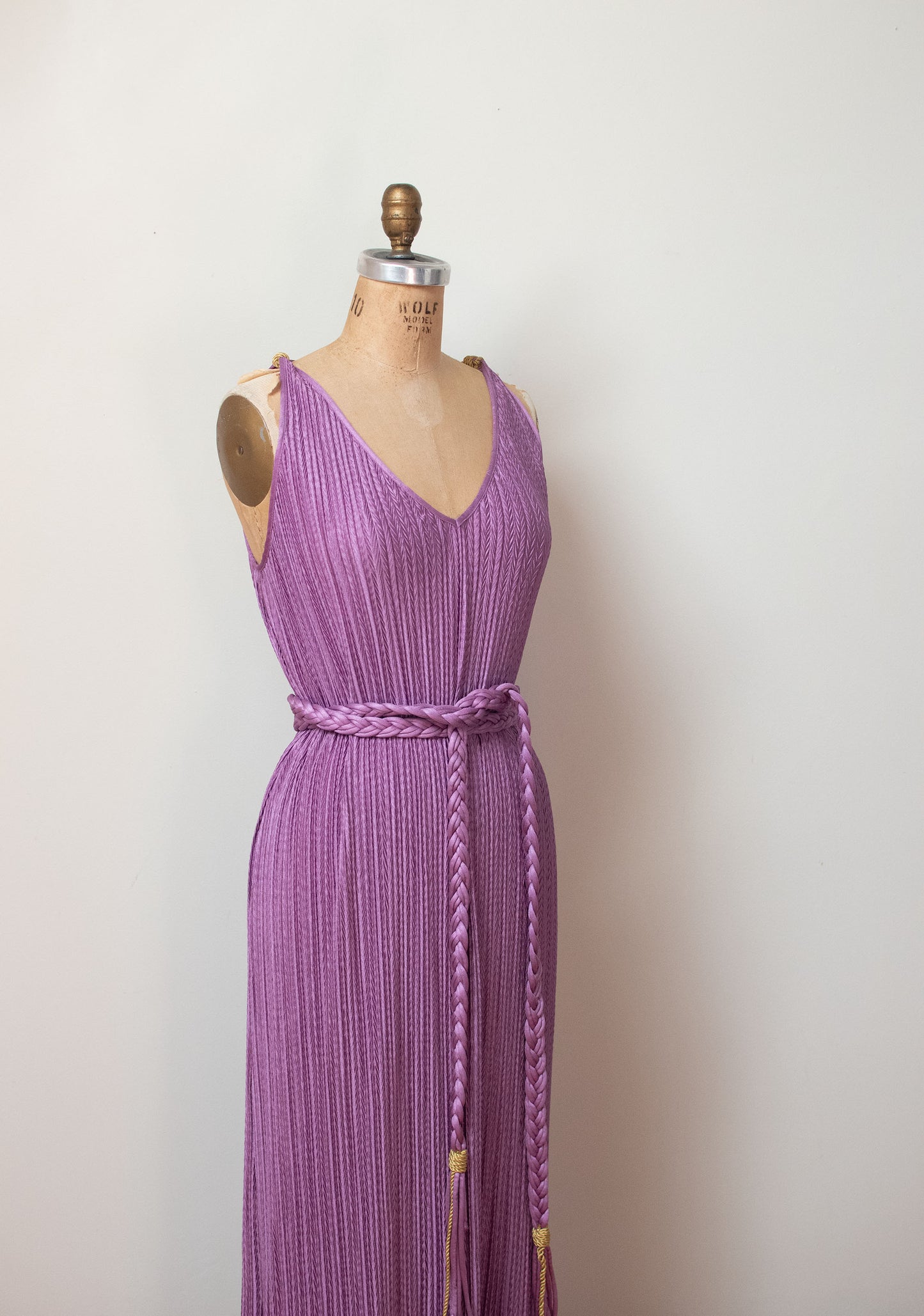 1980s Lilac dress w/ Braided Belt | Mary Mcfadden