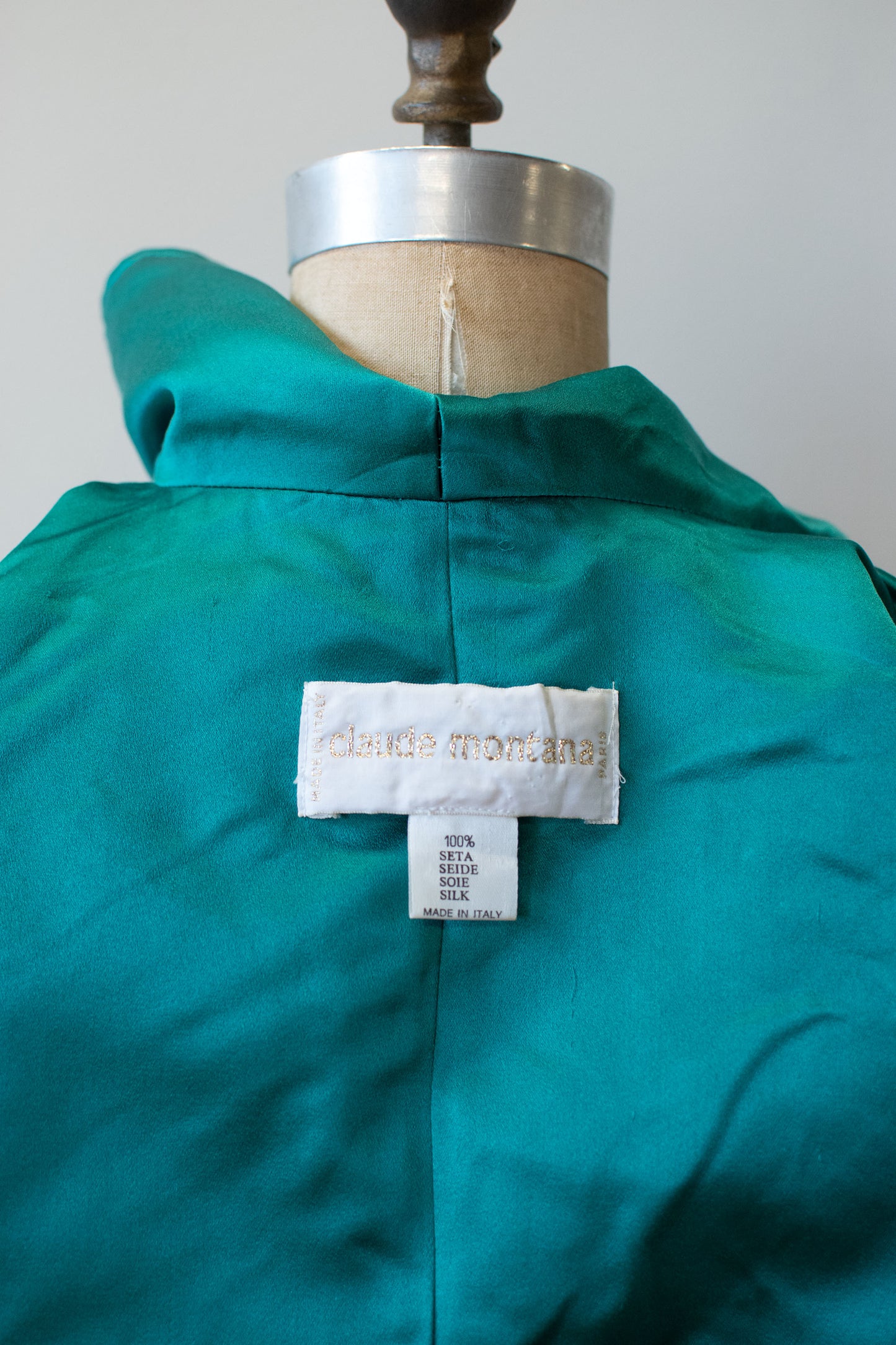 Claude Montana Emerald Silk Coat  | A Virtual Affair