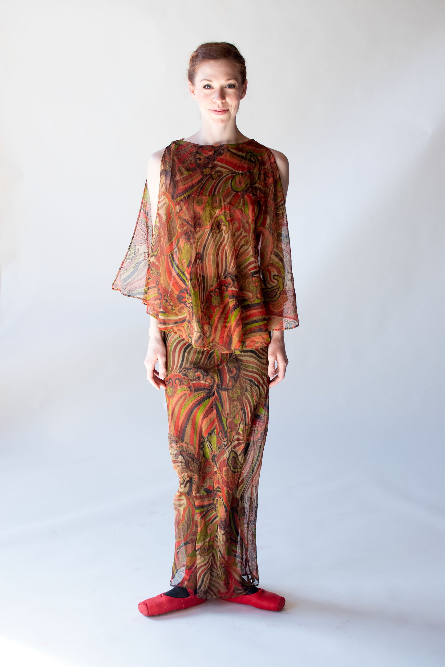 1920s Psychedelic Chiffon Dress