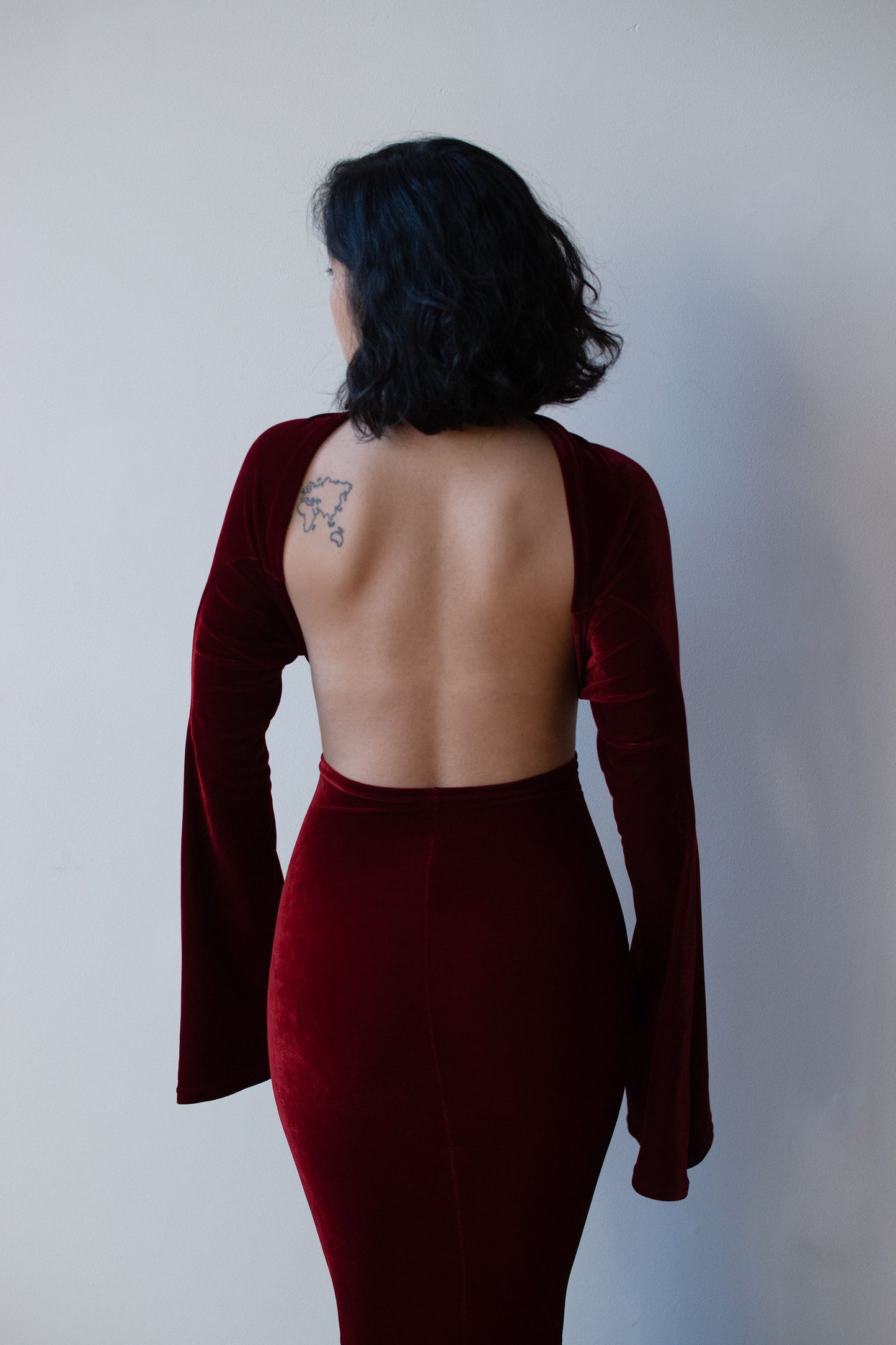 1990s Red Velvet Dress